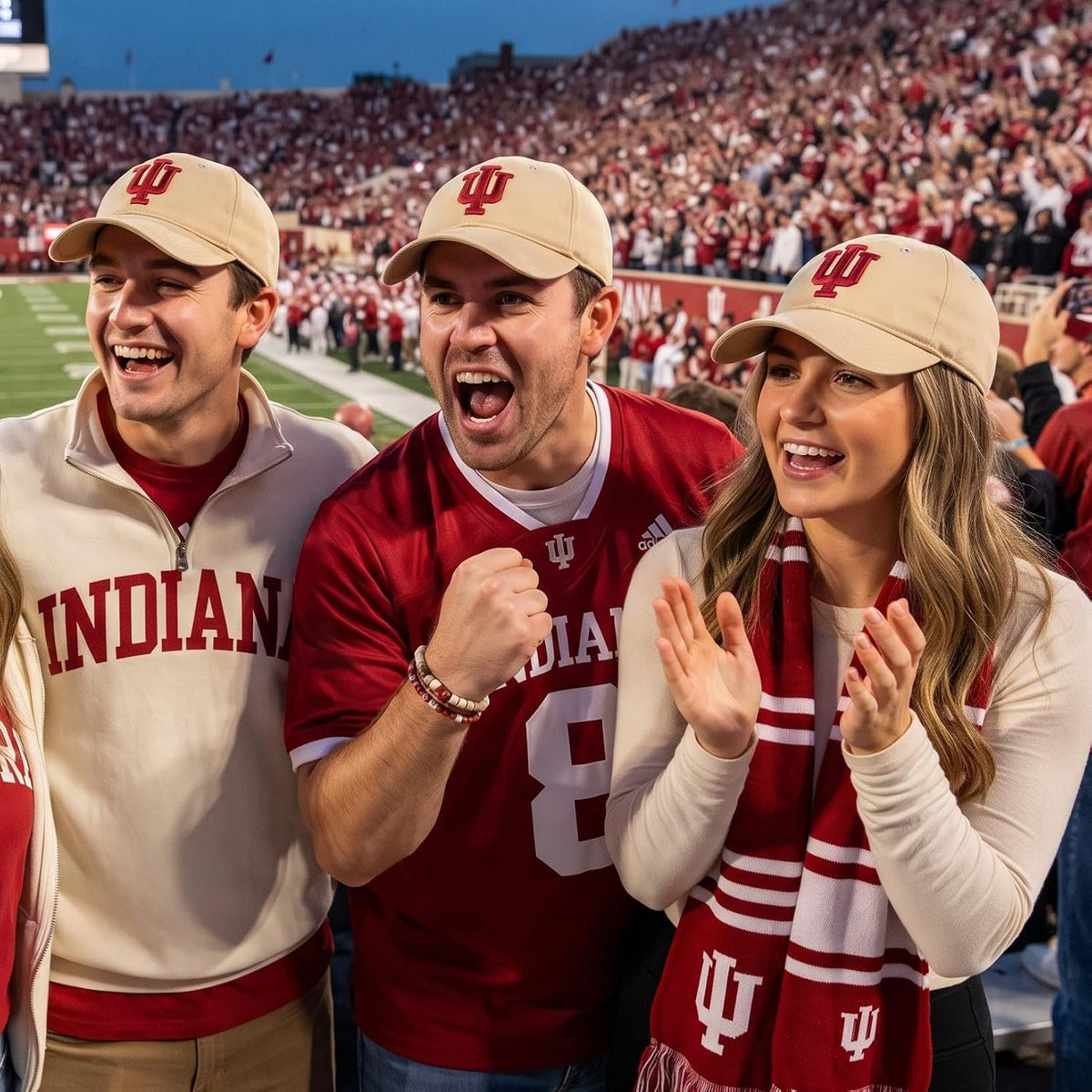 Indiana University Hoosiers Khaki MVP Hat with Distintive Crimson 'IU' Logo