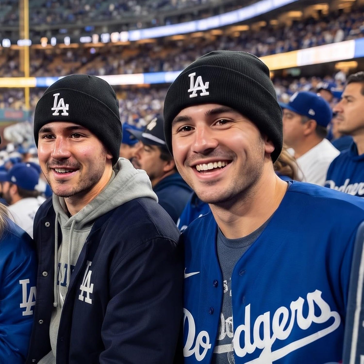 Los Angeles Dodgers Black Cuff Beanie with Iconic White LA Logo Embroidery