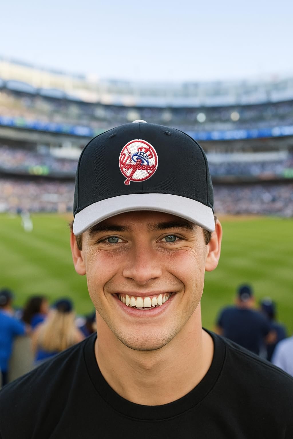 Officially Licensed New York Yankees Baseball Classic Edition Two-Tone Hat Adjustable MVP NY Primary Home Team Logo Structured Black/Gray Sports Ball Cap