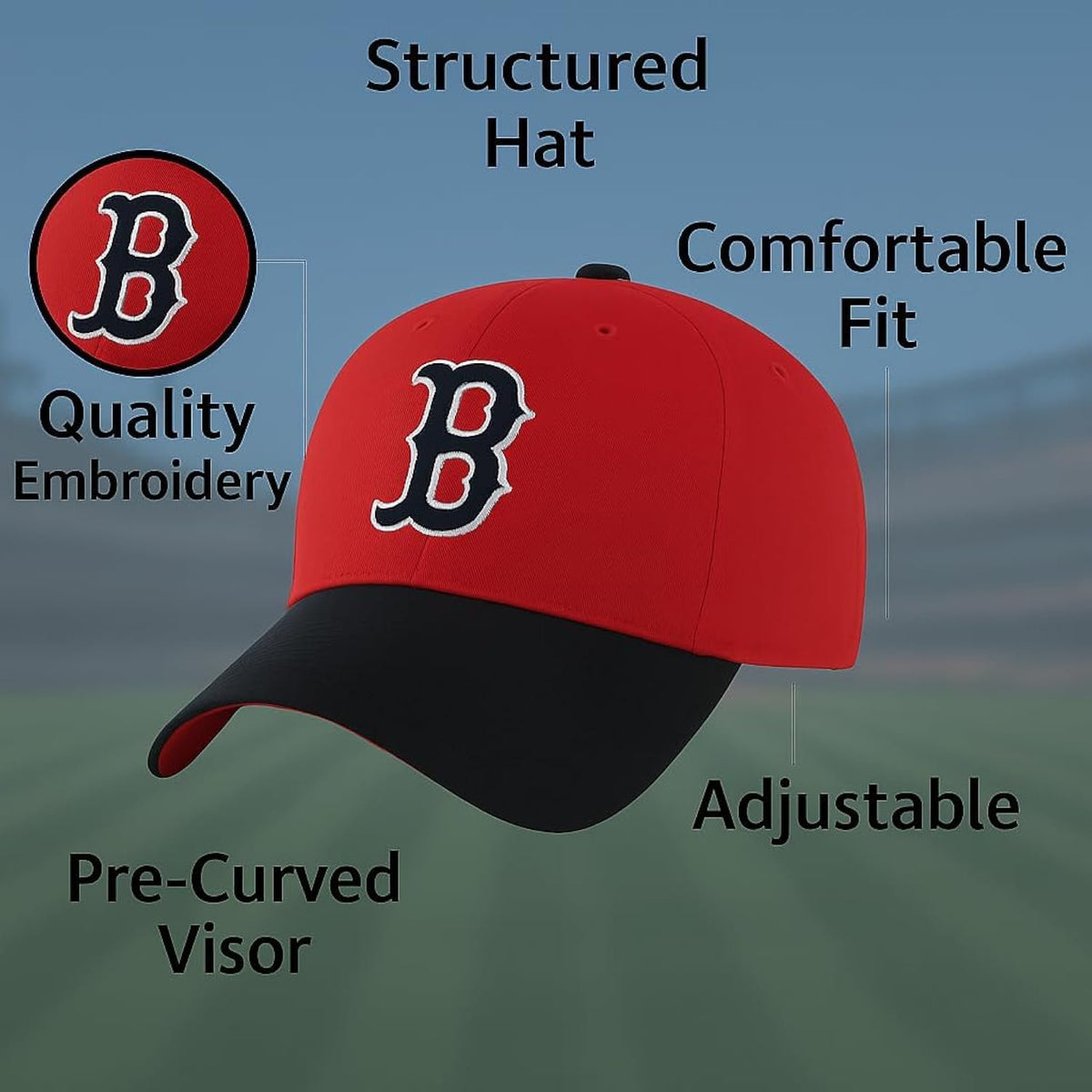 Red Sox Adult Hat Two-Tone Red/Navy Baseball Cap for Men and Women