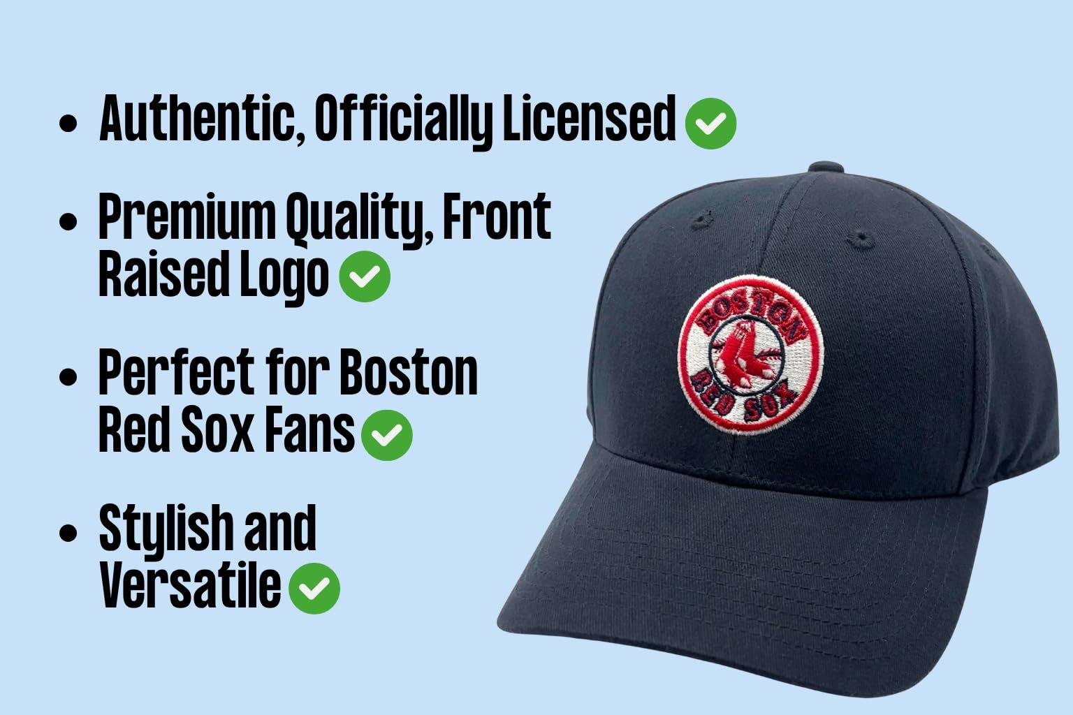 Officially Licensed Boston Red Sox Baseball Classic Edition Navy MVP Hat Adjustable Primary Home Team Logo Red/Blue Sox Sports Ball Cap