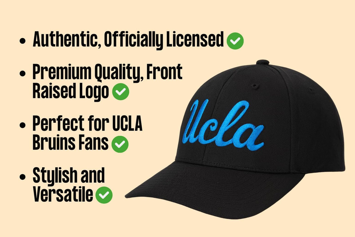 Officially Licensed University California Hat Classic Primary Team Logo Black/Blue MVP Adjustable Structured Bruins Sports Cap