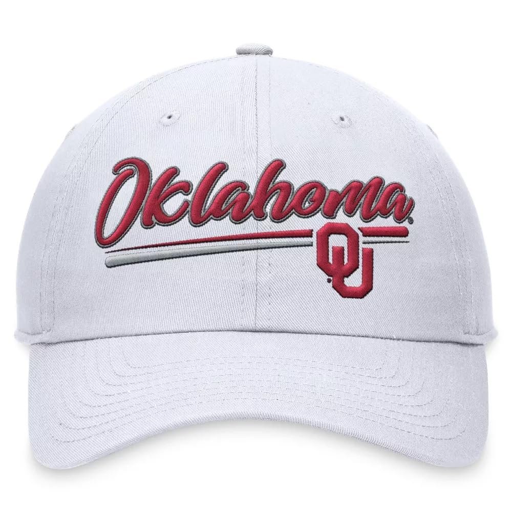 Officially Licensed Oklahoma University White Hat Classic Relaxed Fit Adjustable Embroidered Team Logo Cap Multicolor