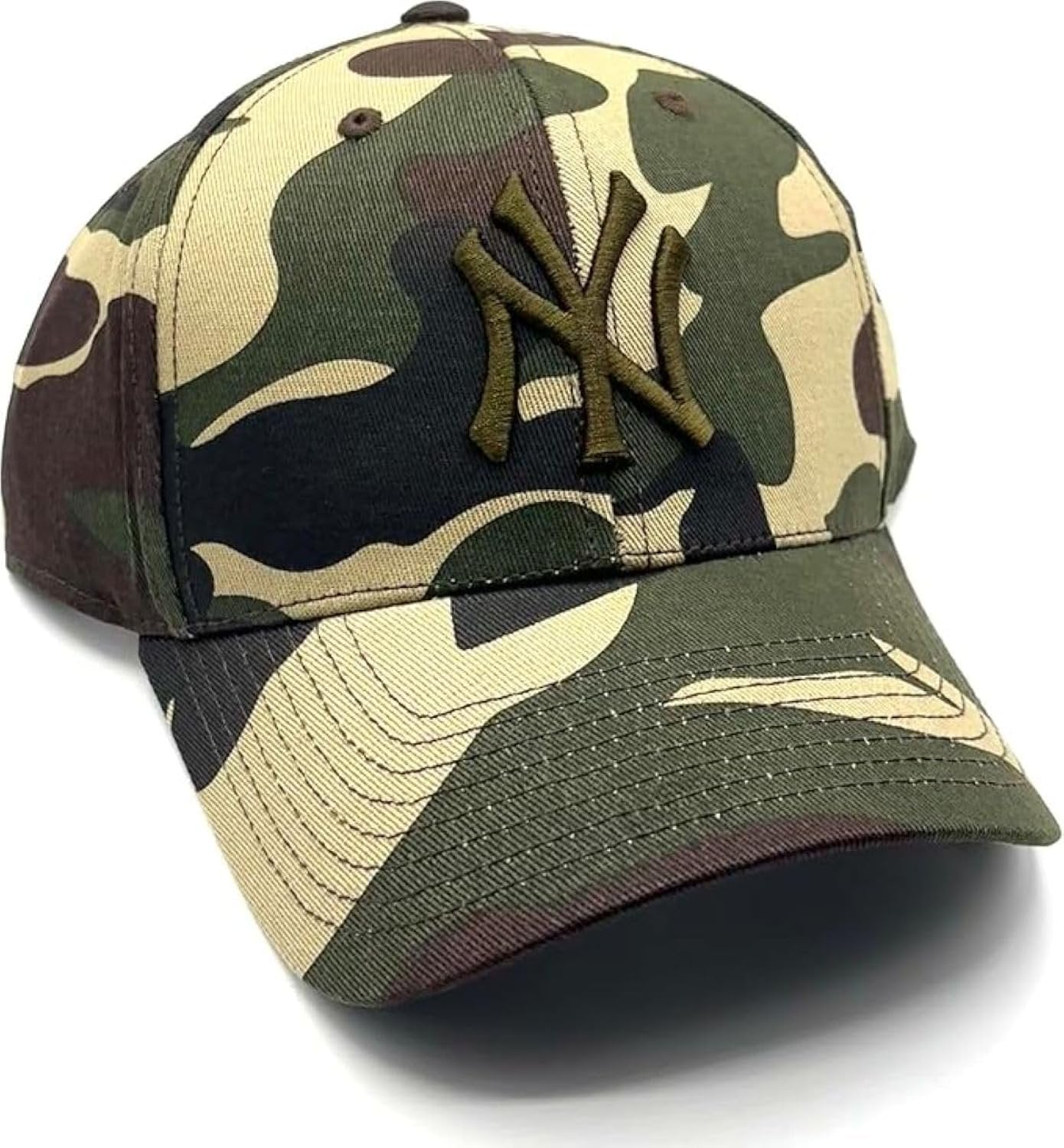 New York Yankees Camouflage MVP Hat with Olive Green NY Logo Adjustable Baseball Cap