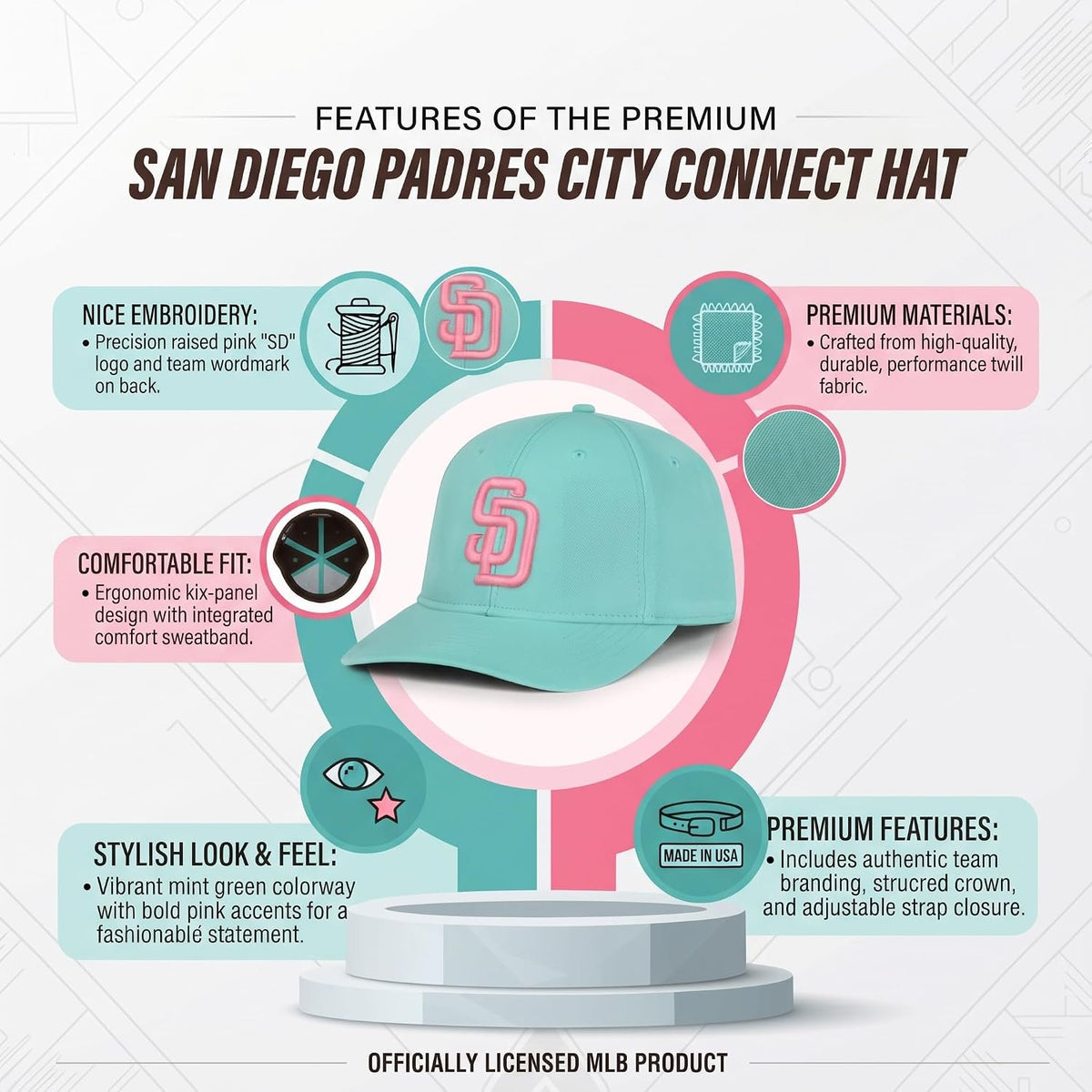 Officially Licensed San Diego Padres MLB City Connect Hat Classic Edition MVP Adjustable Cap