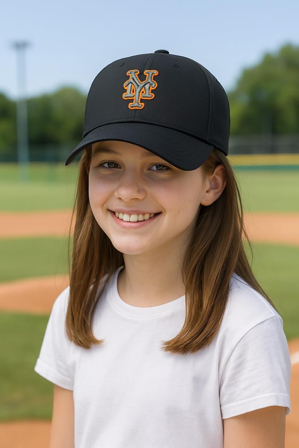Officially Licensed NY Mets Youth Black MVP Hat Adjustable Embroidered Sports Cap for Boys and Girls