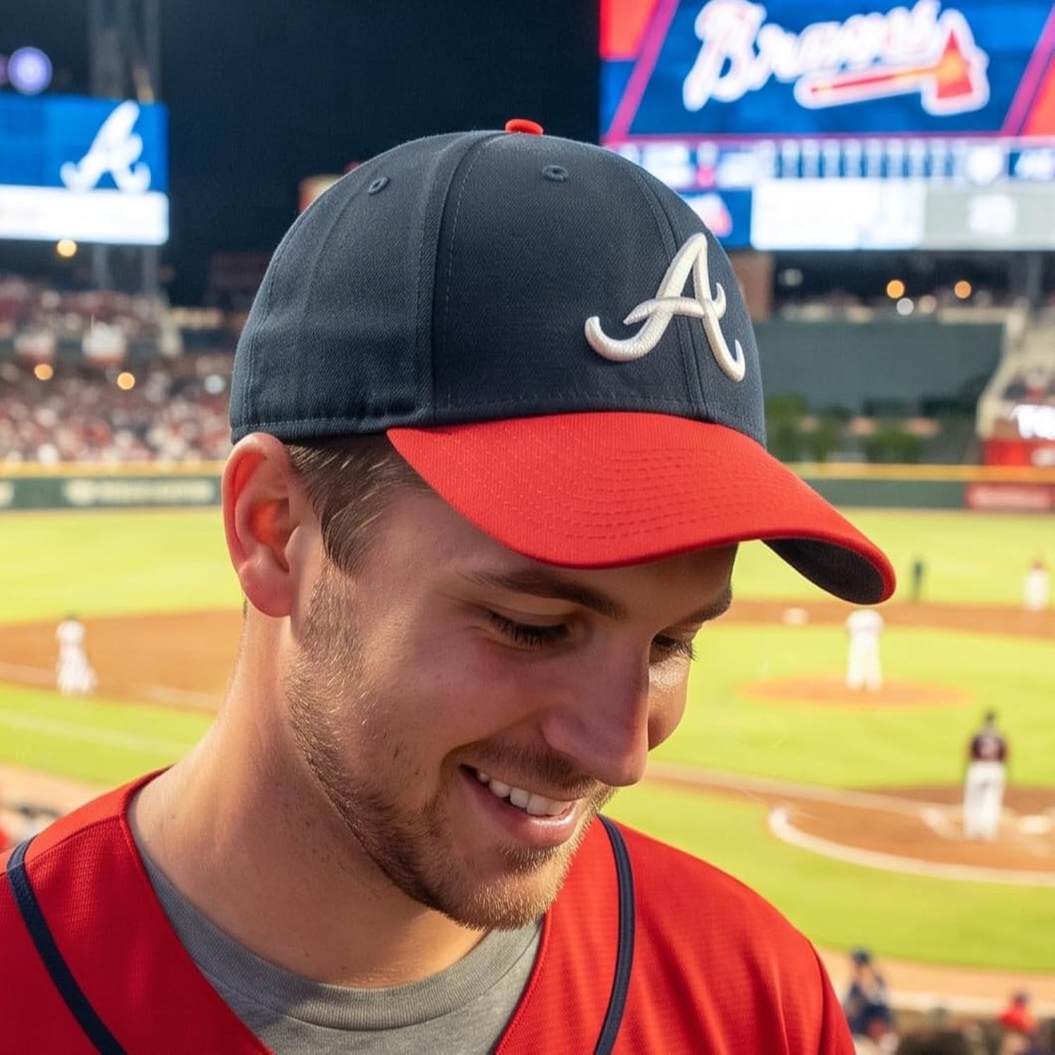 Officially Licensed Atlanta Braves Two Tone Navy Red MVP Hat Adjustable Structured Sports Cap