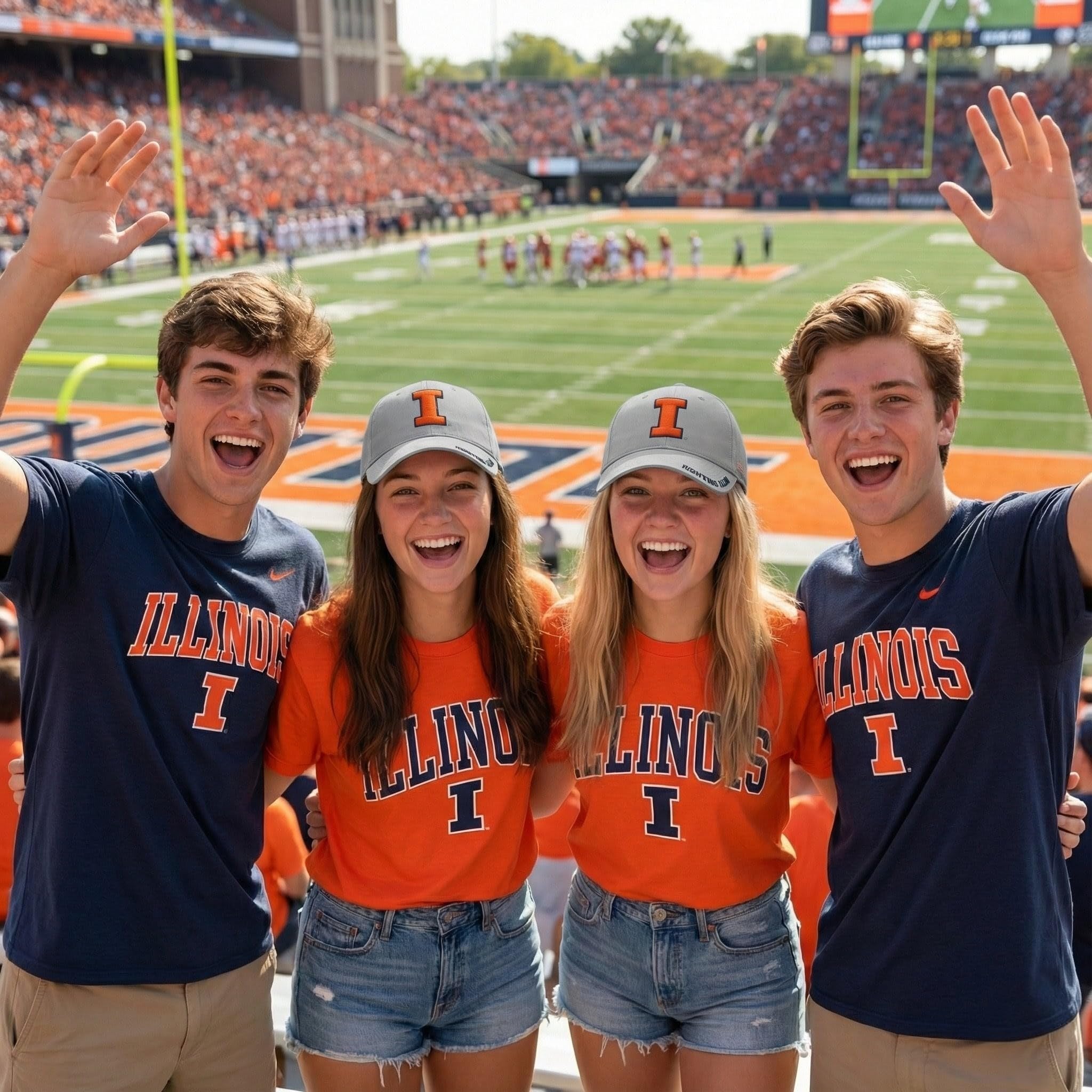Officially Licensed University Illinois Illini Clean Up Hat Classic Primary Team Logo Adjustable Relaxed Fit Embroidered Baseball Sports Ball Cap