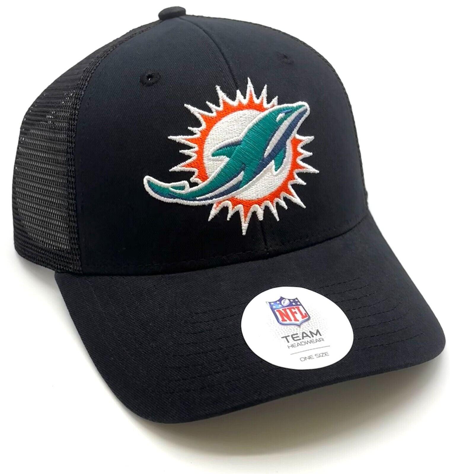 Miami Dolphins Hat MVP Mesh Trucker Black NFL Football Team Logo New Cap
