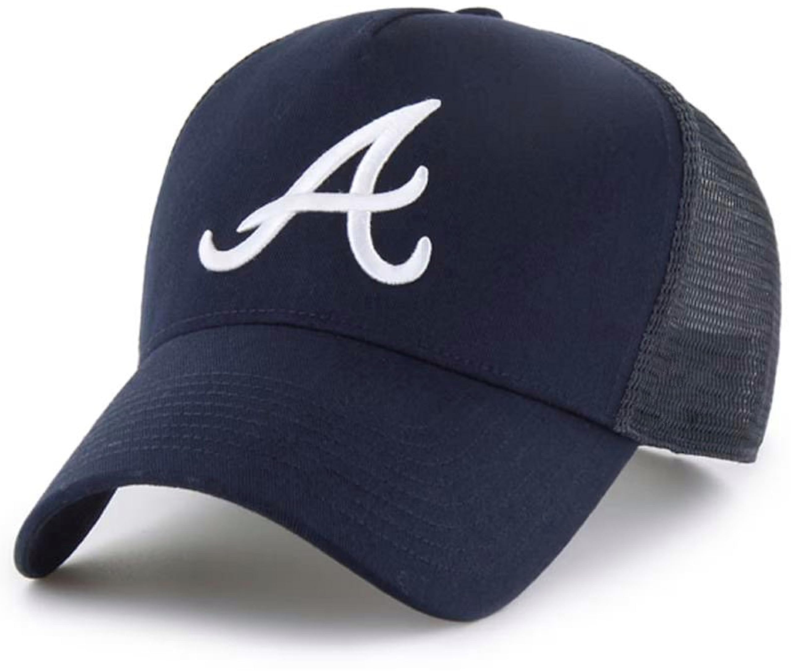 Officially Licensed Atlanta Baseball Navy/White Hat Classic Mesh Trucker Primary Team Logo Adjustable Embroidered Structured Blue Snapback Sports Cap