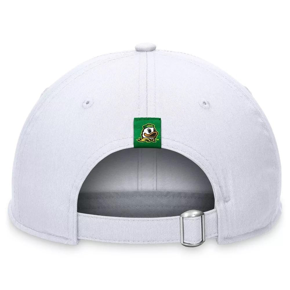 Officially Licensed Oregon University Hat Classic Relaxed Fit White/Green Adjustable Embroidered Team Logo Cap
