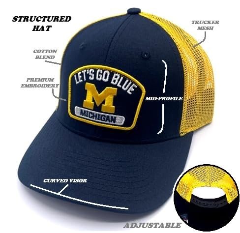 Michigan University Two-Tone Hat Adjustable Mesh Trucker Classic Team Logo Cap (Multicolor)