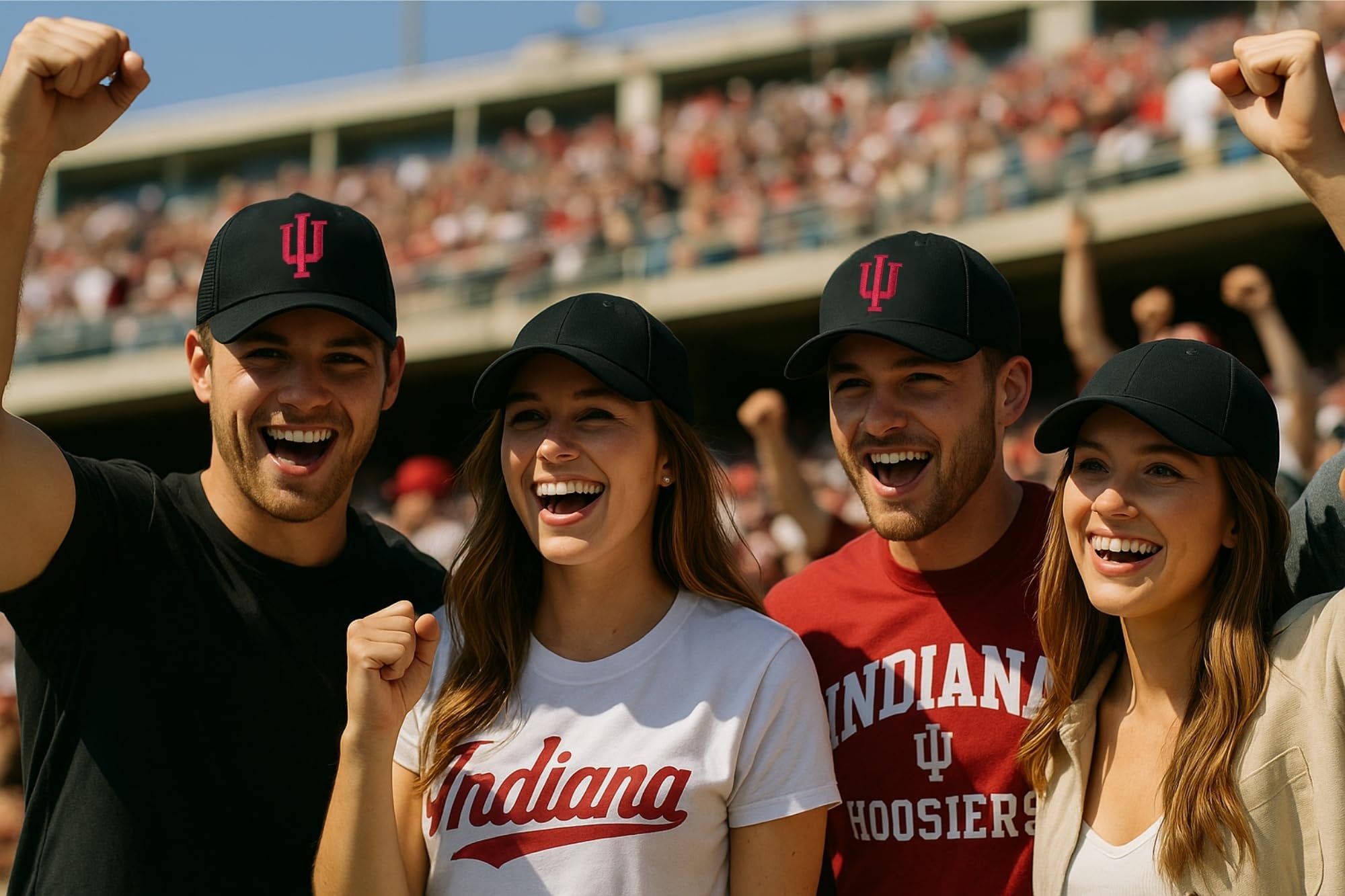 Officially Licensed University Indiana Mesh Trucker Hat Classic Primary Home Team Logo Adjustable Structured Embroidered Black Snapback Baseball Sports Ball Cap