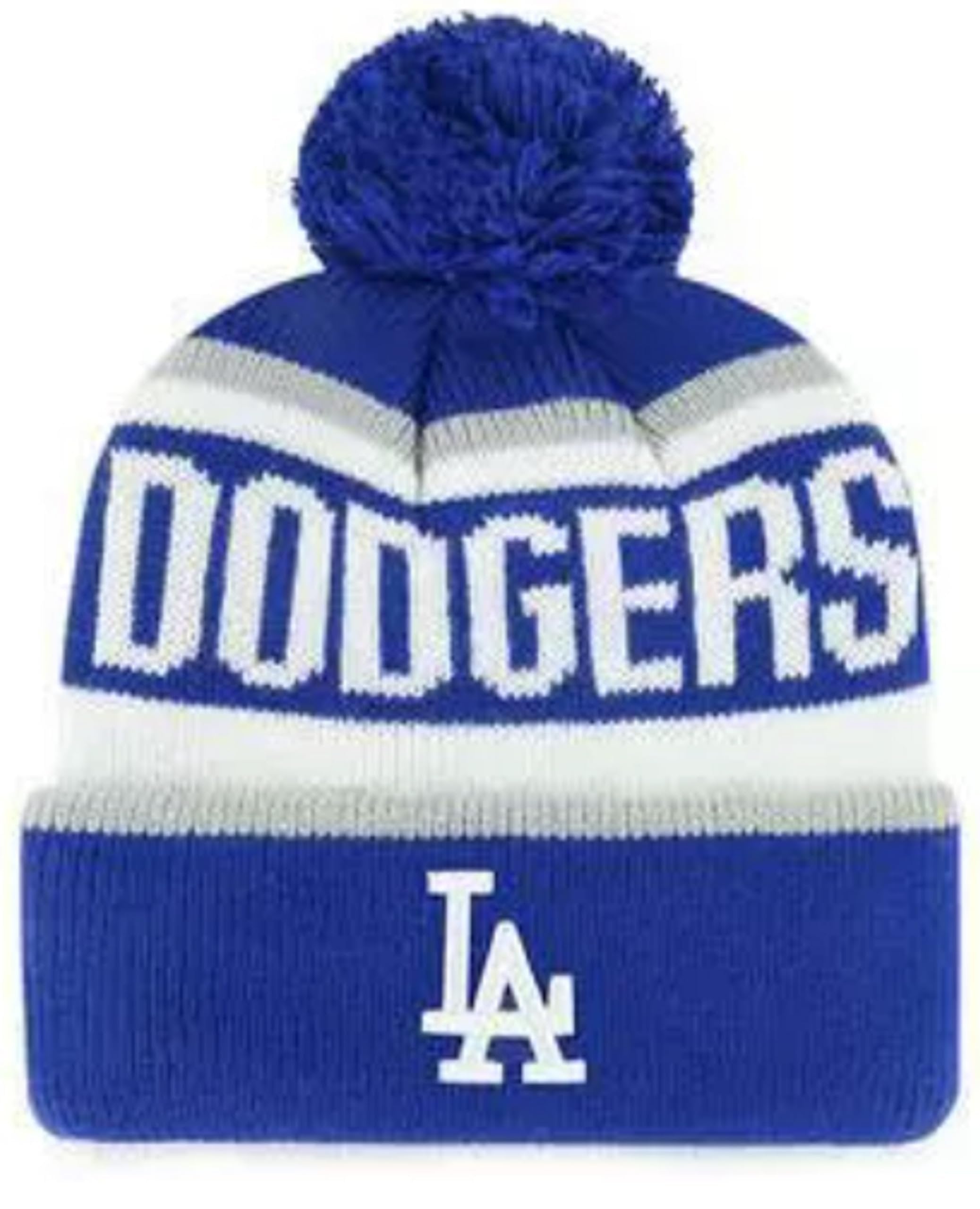 Officially Licensed Los Angeles Baseball Blue/White Cuffed Knit Pom Beanie Hat Classic Edition Primary Home LA Embroidered Team Logo Winter Gray Sports Cap