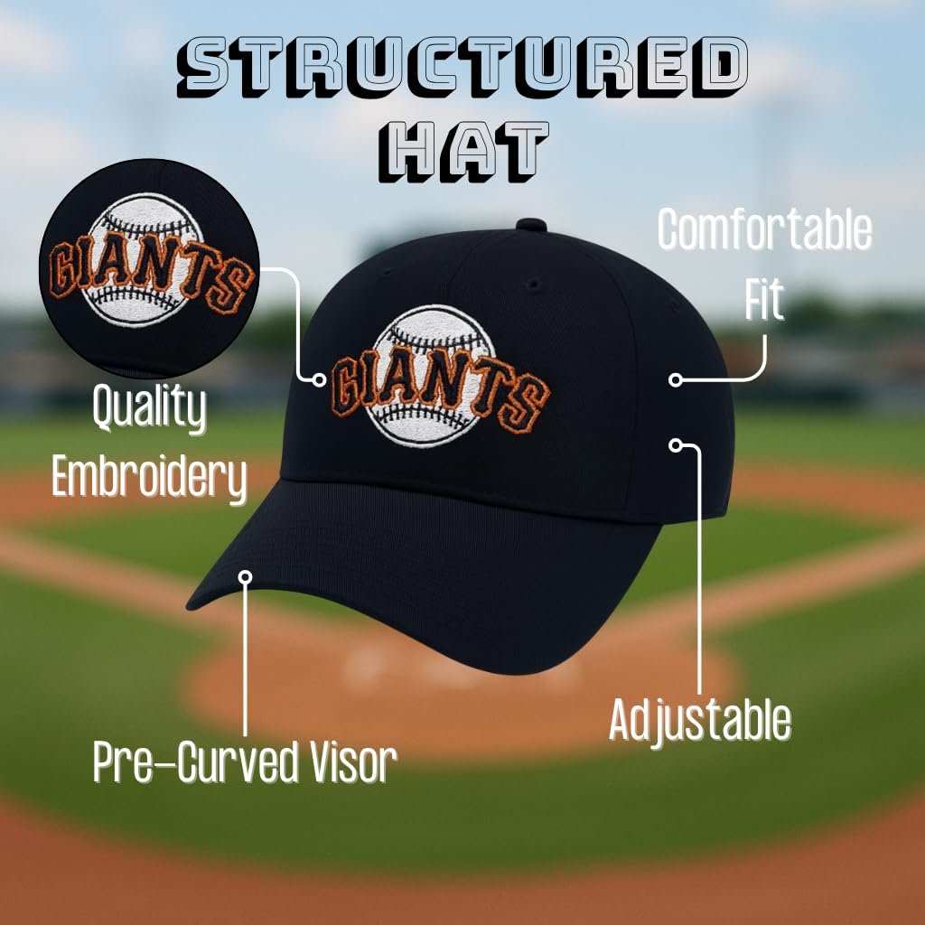 Officially Licensed San Francisco Giants Baseball Classic Edition Legacy MVP Hat Classic SF Primary Home Team Embroidered Logo Black/Orange Adjustable Structured Sports Ball Cap