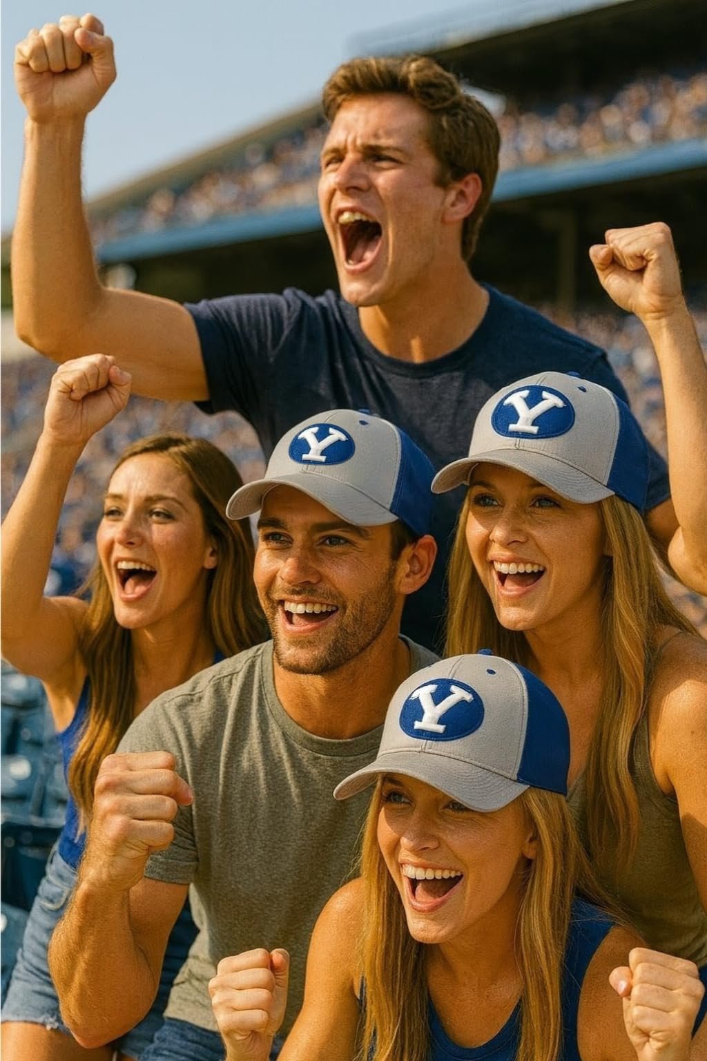 Officially Licensed BYU Cougars Classic Edition Blue/Gray MVP Hat Adjustable Primary Home Team Logo Structured Two-Tone Snapback Sports Ball Cap