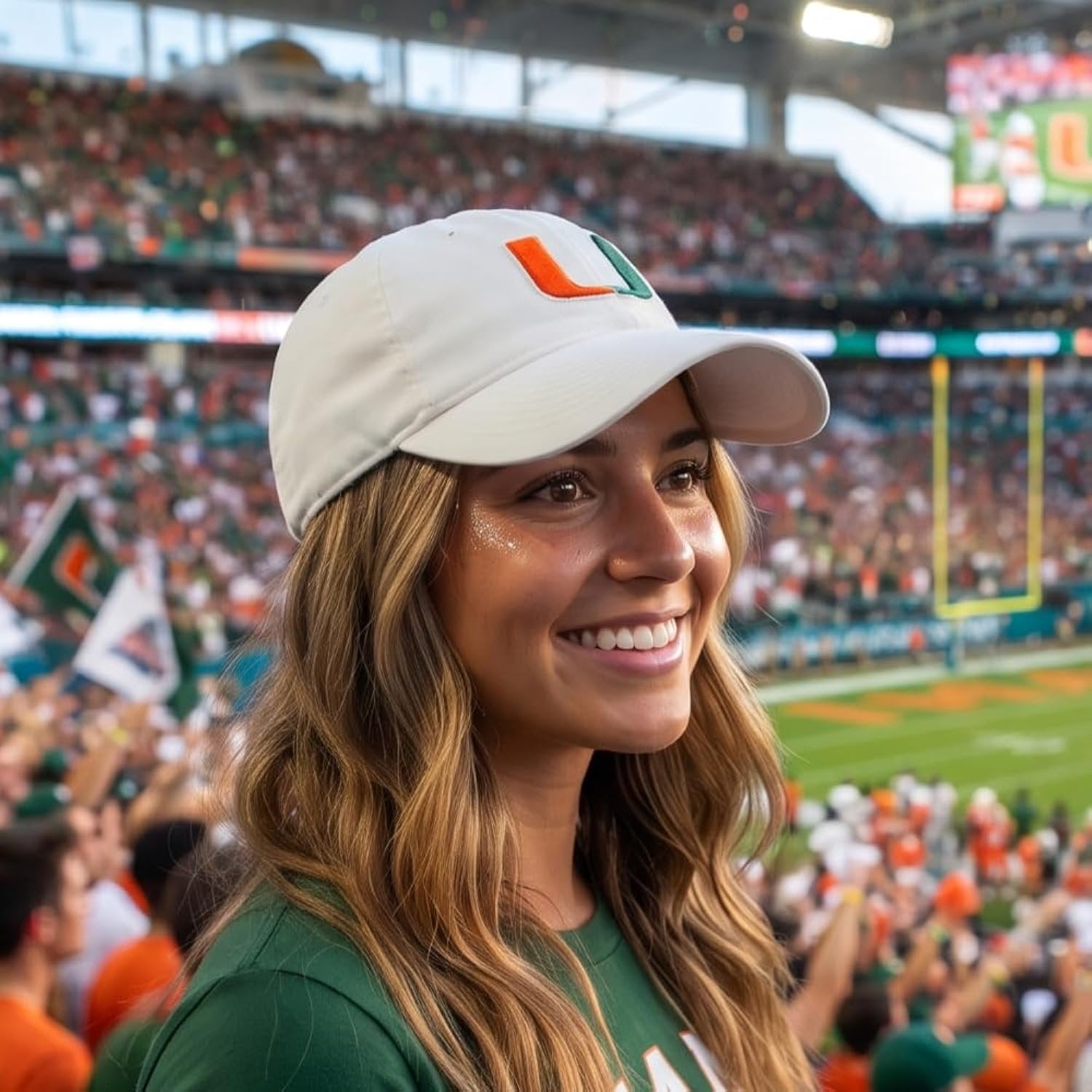 Officially Licensed University Of Miami Hurricanes White MVP Hat Iconic U Embroidery Adjustable Structured Sports Cap