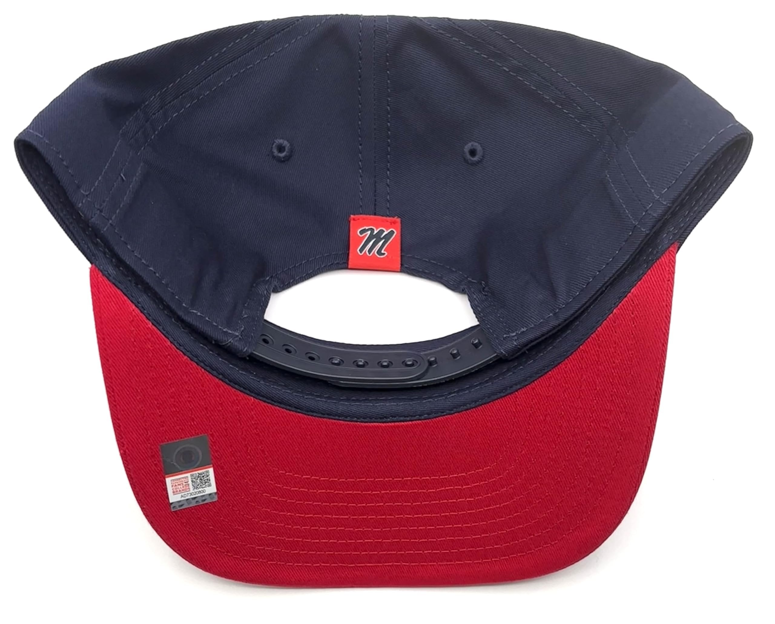 Officially Licensed Ole Miss Hat Navy/Red Two-Tone Adjustable Rebels Embroidered Team Logo Snapback Blue Cap