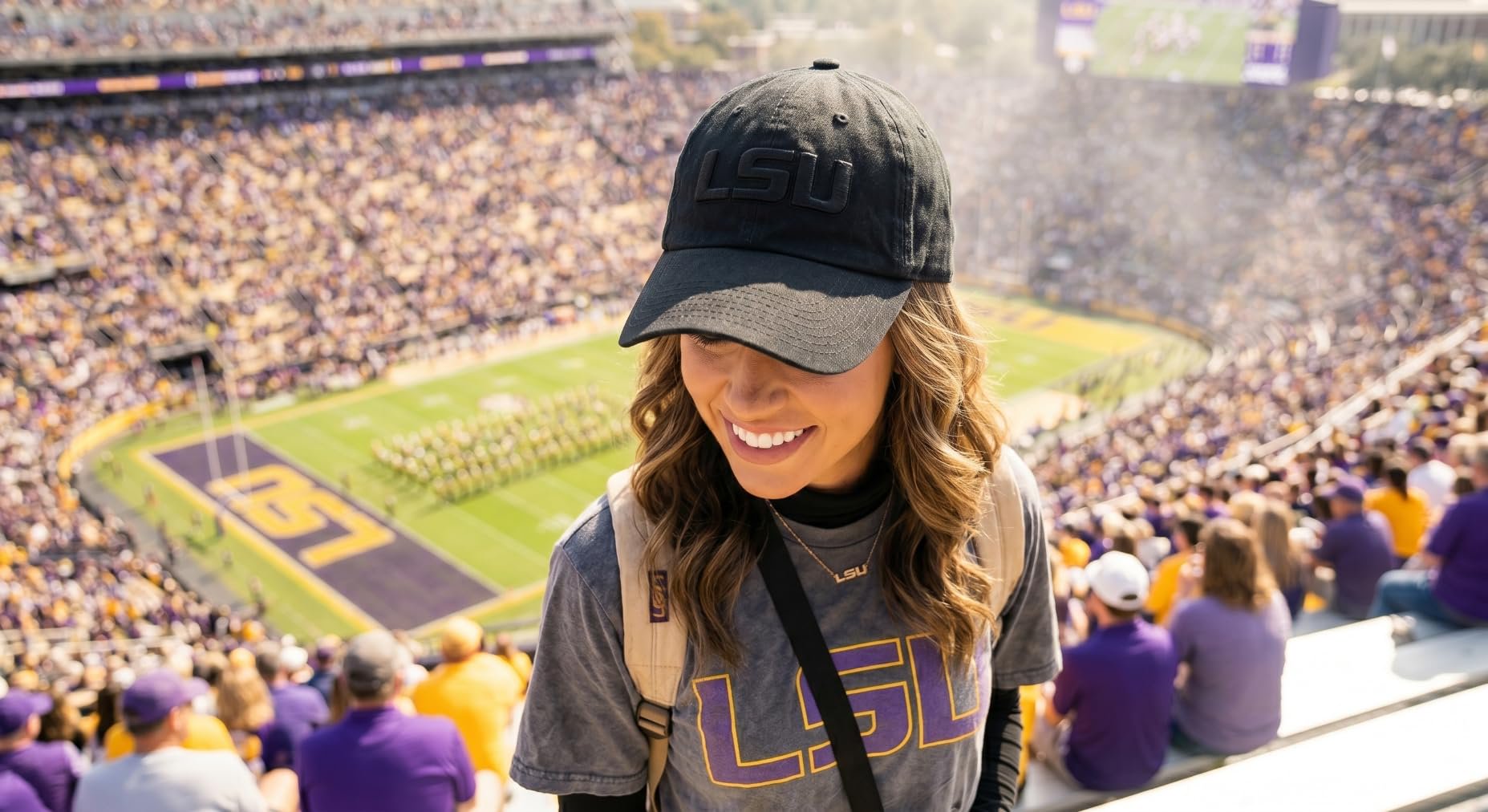 Officially Licensed LSU University Classic Edition Black Clean Up Hat Adjustable Relaxed Fit Tigers Primary Home Team Logo Embroidered Baseball Cap