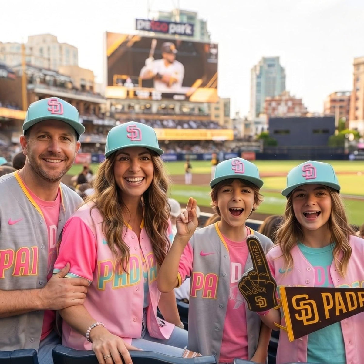 San Diego Padres City Connect Youth Hat Teal & Pink SD Logo for Boys and Girls
