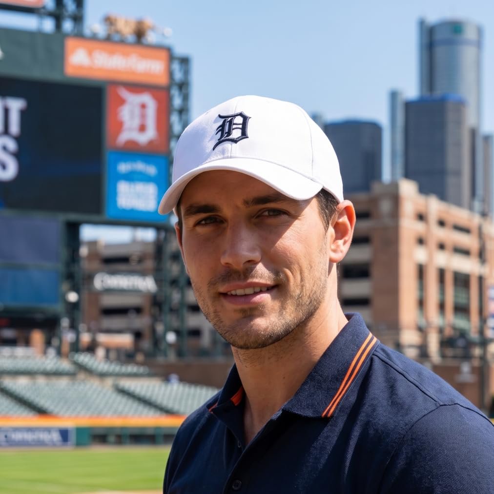 Officially Licensed Detroit Tigers White MVP Hat Classic Embroidered Iconic Navy D Logo Adjustable Cap