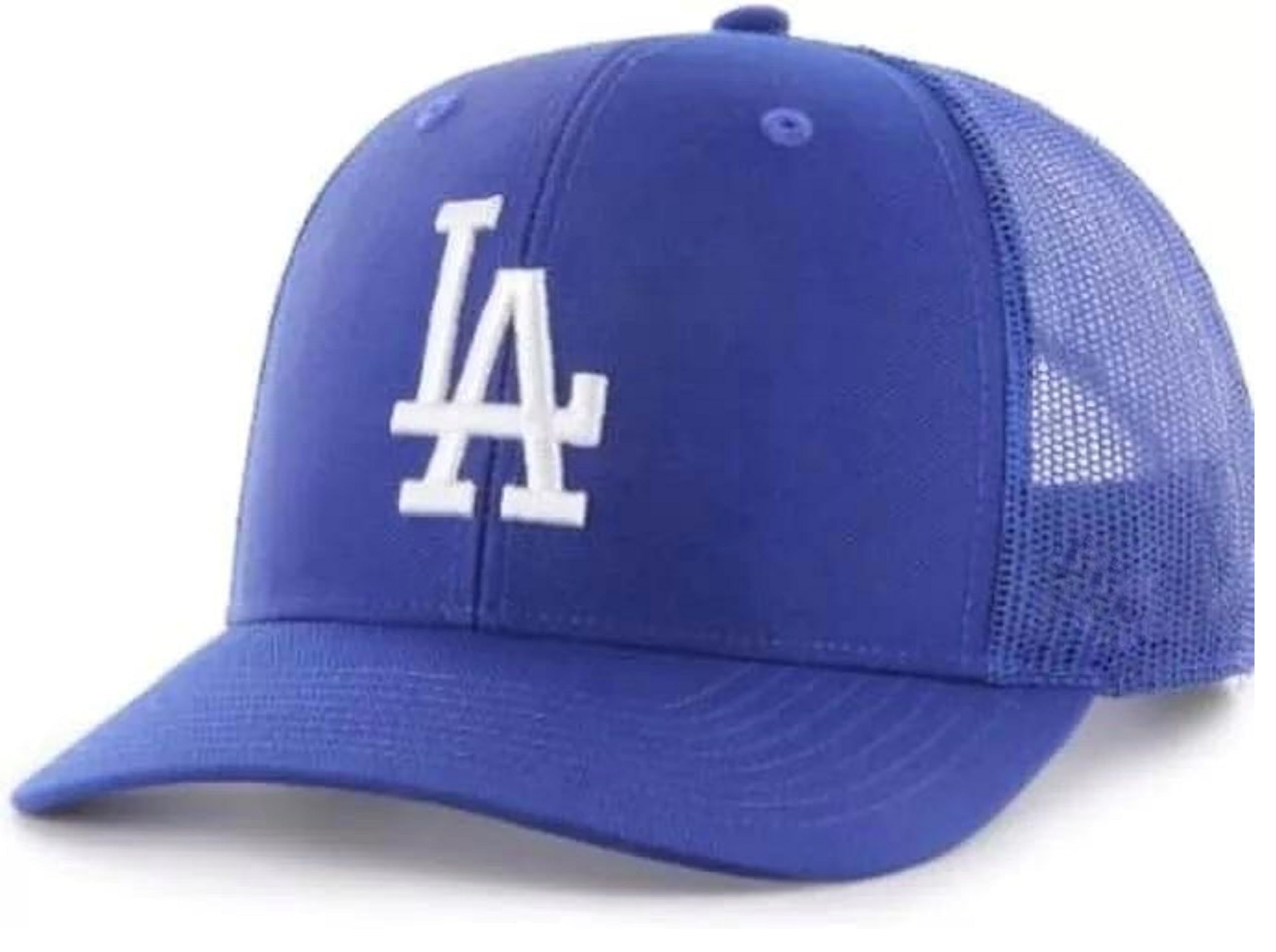 Officially Licensed Los Angeles Baseball Sports Hat Classic Royal Blue/White LA Mesh Trucker Embroidered Primary Team Logo Adjustable Structured Snapback Cap