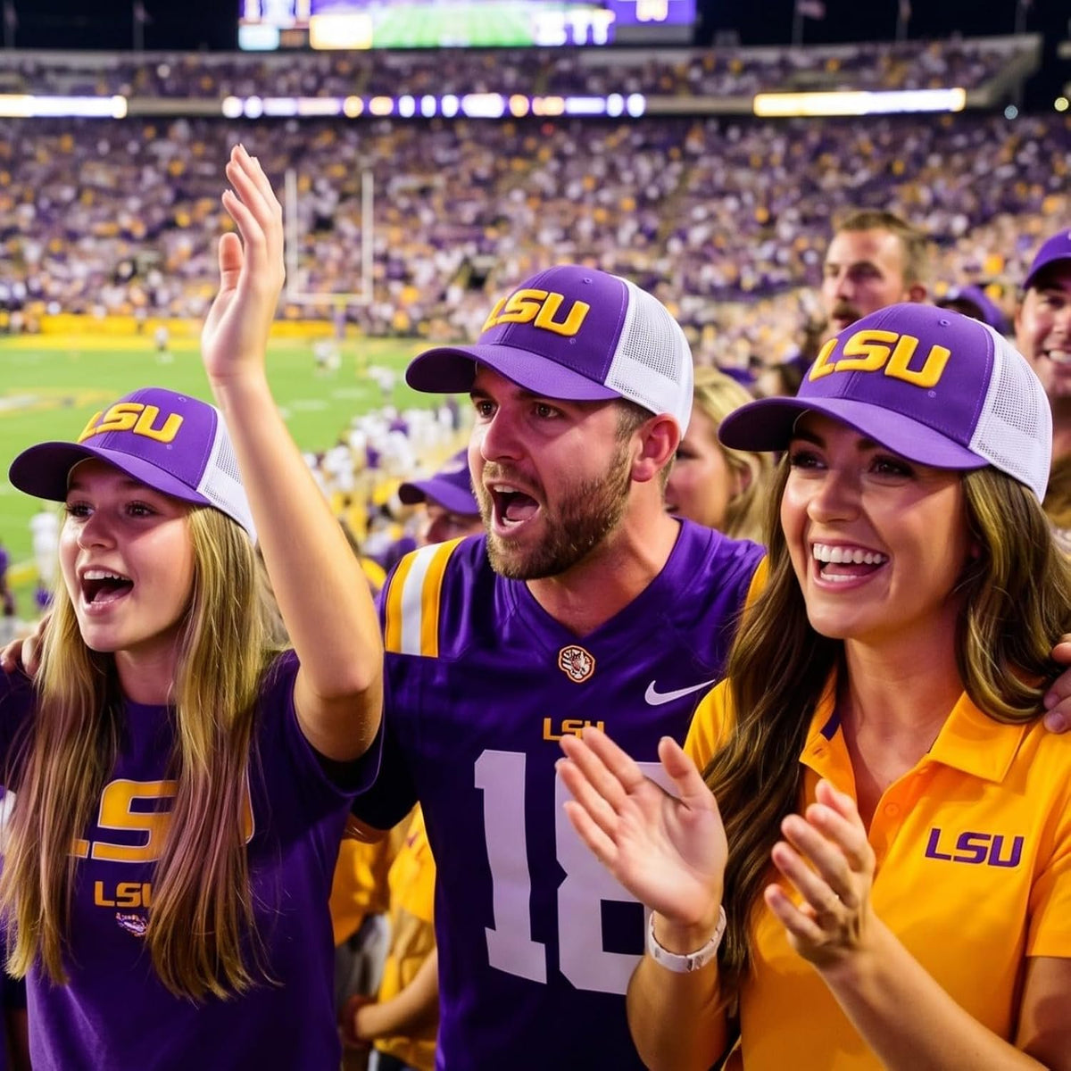 LSU Tigers Two Tone Mesh Trucker Hat Purple/White Adjustable Unisex Cap