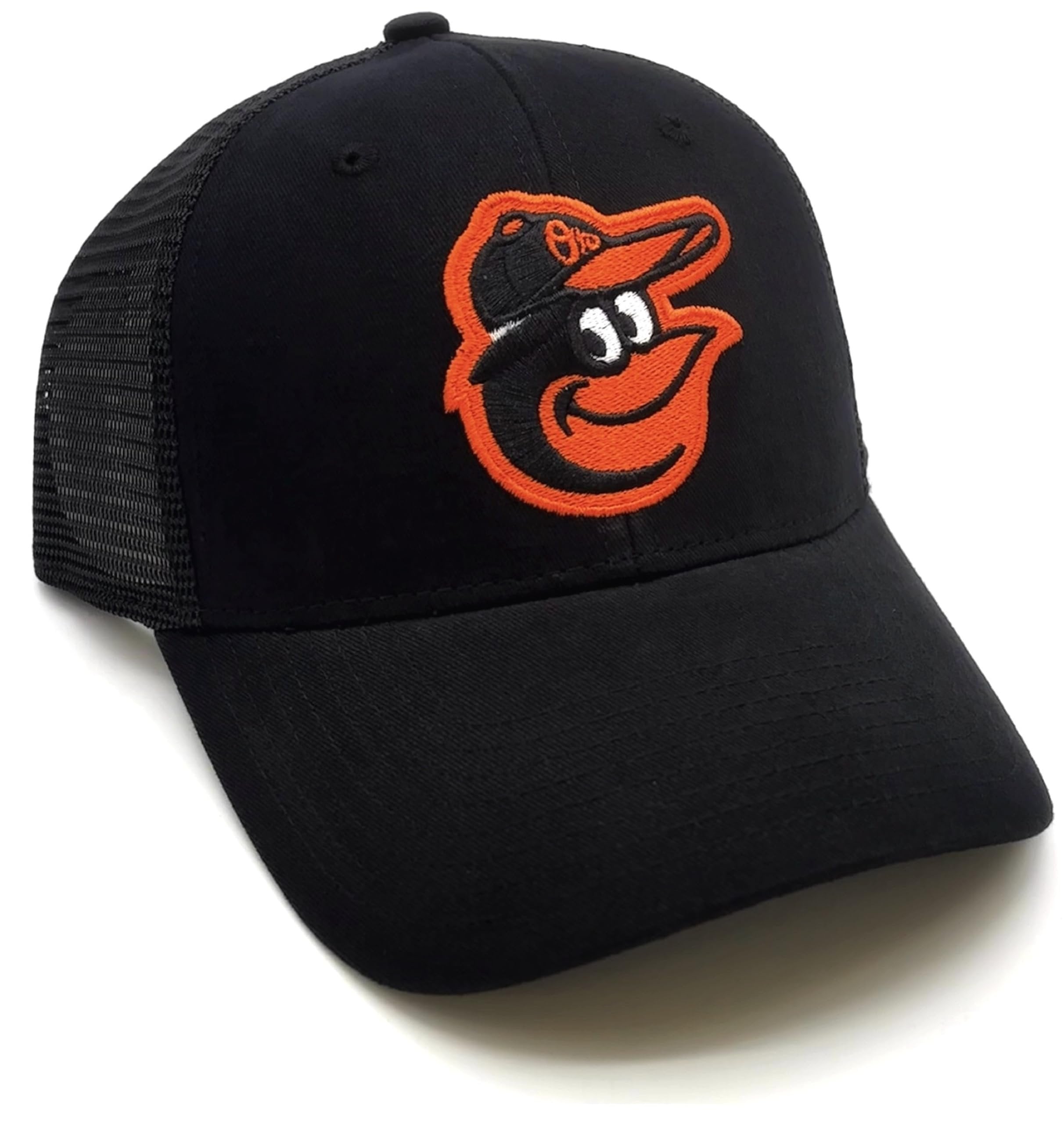 Officially Licensed Baltimore MVP Classic Primary Home Team Logo Black/Orange Mesh Trucker Snapback Hat Adjustable Embroidered Structured Sports Ball Cap