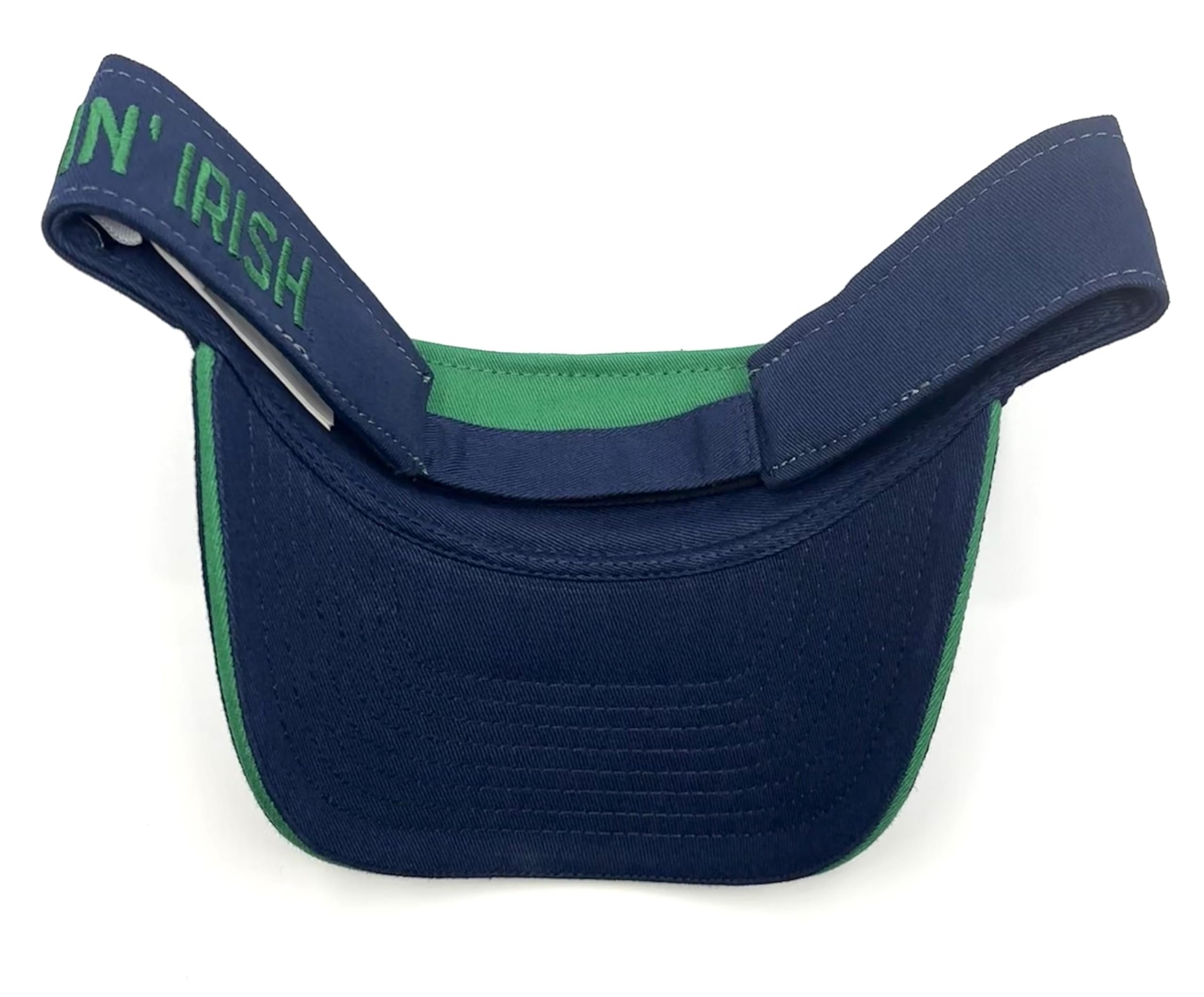 Officially Licensed Notre Dame Classic Sun Visor Hat Primary Team Logo Adjustable University Navy Blue/Green Embroidered Sports Cap