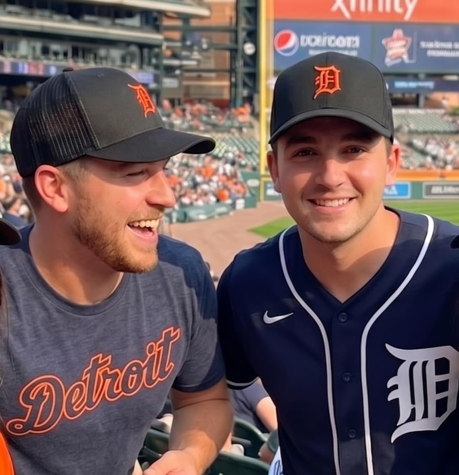 Detroit Tigers Black Mesh Trucker Hat with Embroidered Orange D Logo Adjustable Structured Sports Cap
