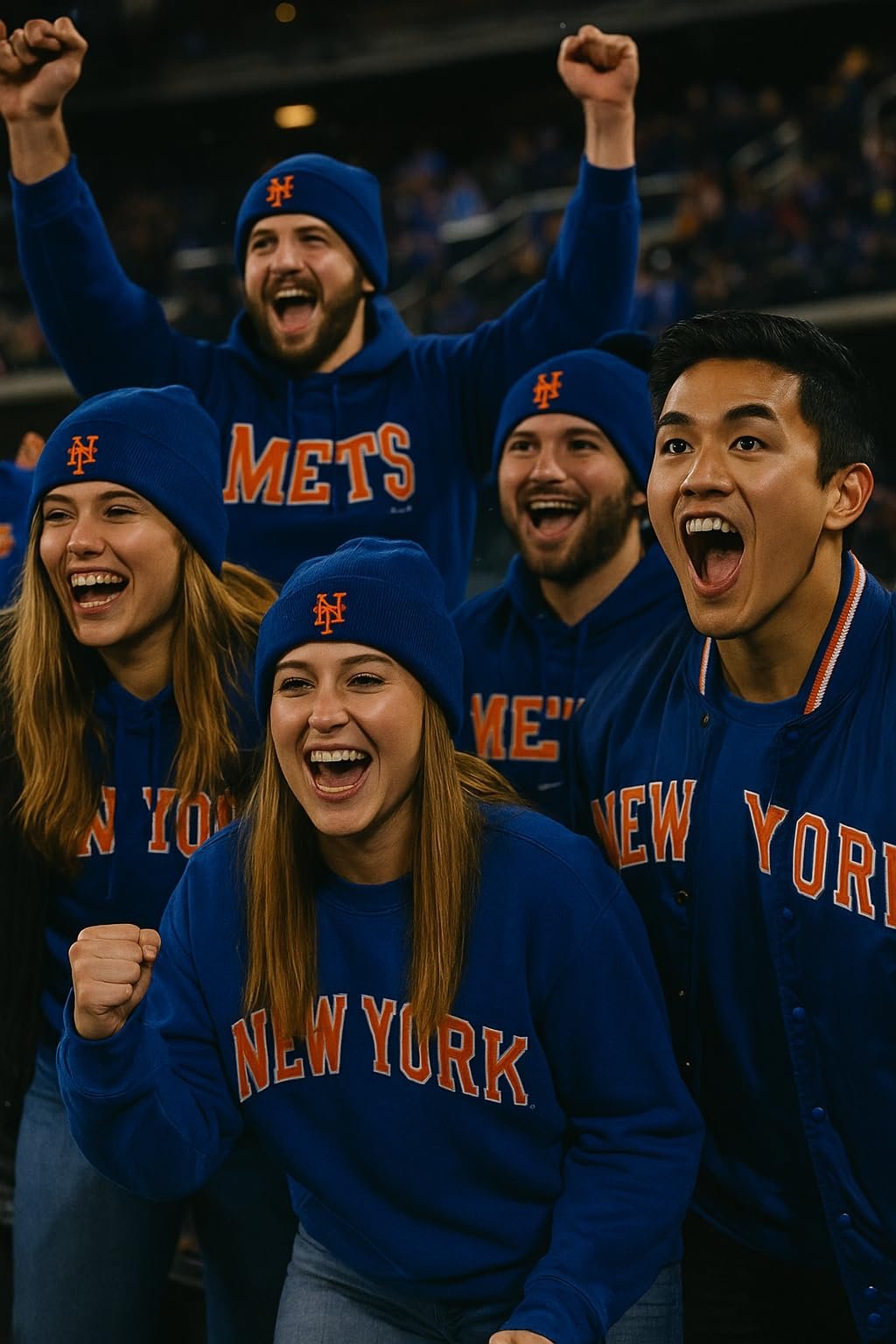 Officially Licensed NY Mets Baseball MVP Blue/Orange Cuffed Knit Beanie Hat Classic Edition Embroidered Primary Home Team Logo Sports Cap