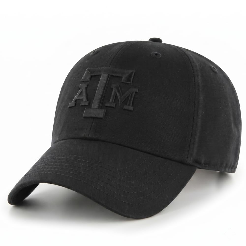 Officially Licensed Texas A&M Aggies Classic Edition Black on Black Clean Up Hat Adjustable Embroidered Relaxed Fit Sports Cap