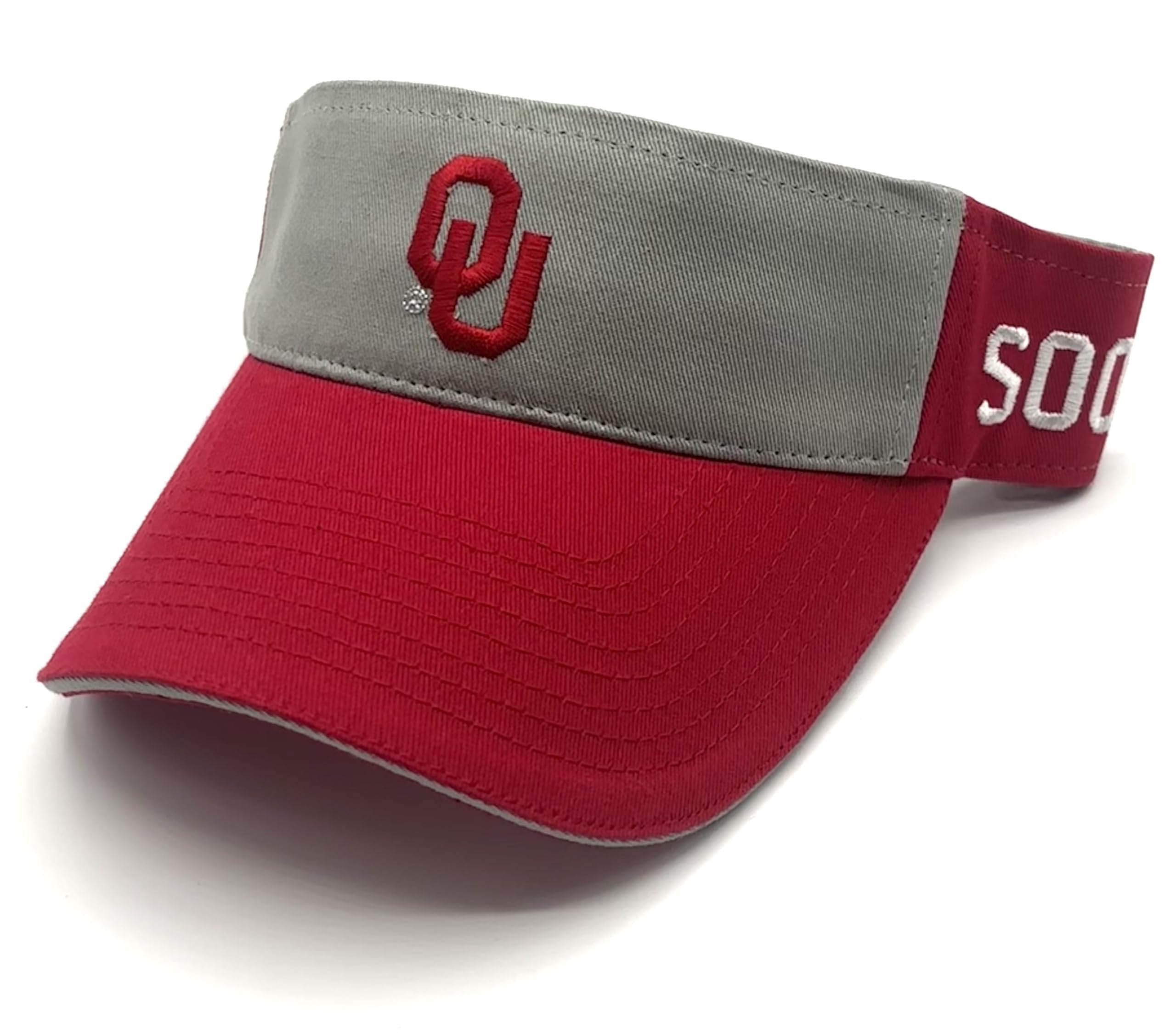 Officially Licensed Oklahoma University Visor Hat Adjustable Team Logo Classic Cap (Crimson)
