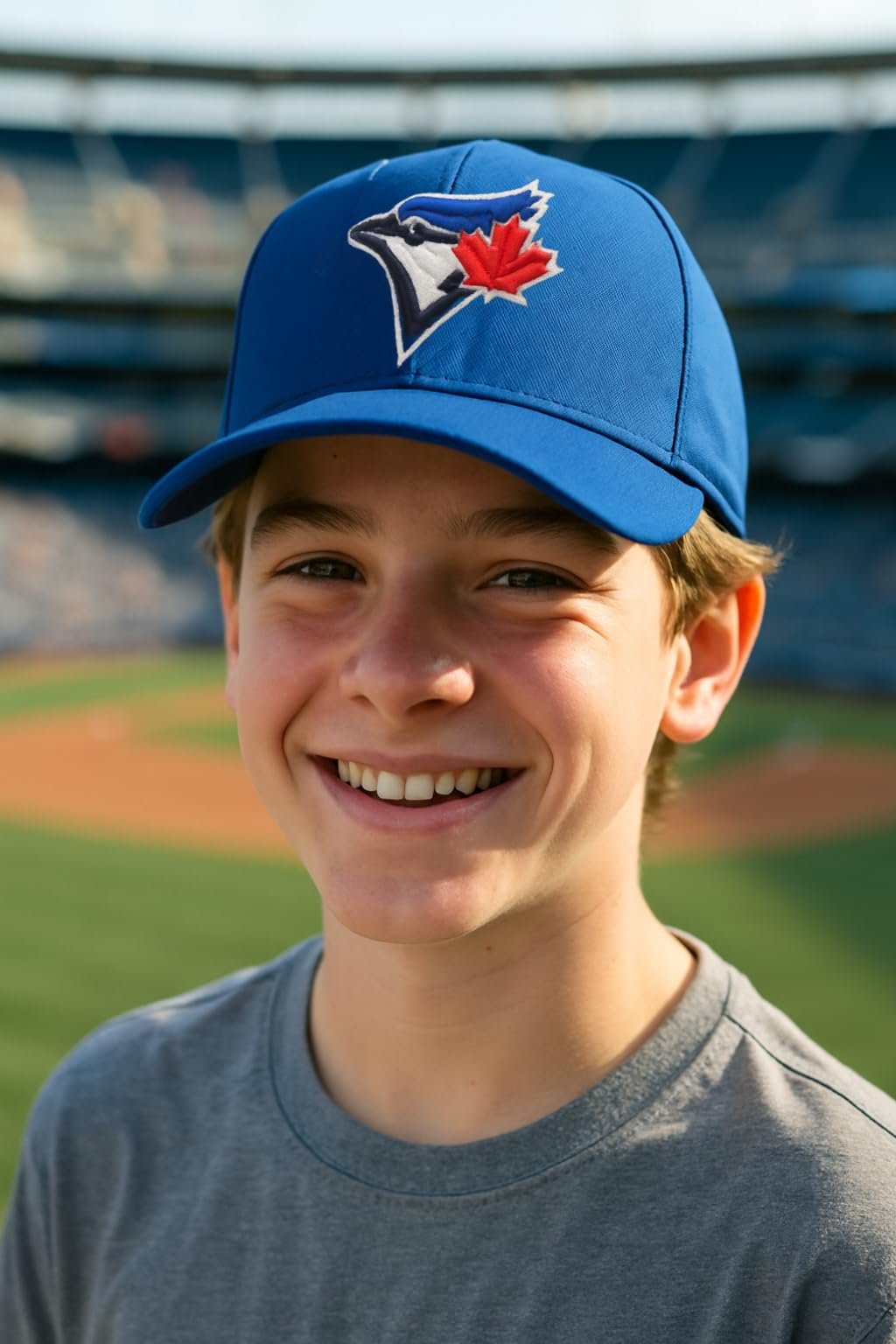 Officially Licensed Toronto Blue Jays Baseball Youth Boys Girls Baseball Hat Classic Primary Home Team Logo MVP Blue/White Adjustable Kids Sports Ball Cap