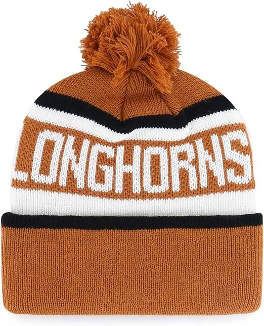 Officially Licensed Texas University Cuffed Knit Pom Beanie Hat Classic Edition Embroidered Team Logo Saskatoon Winter Cap