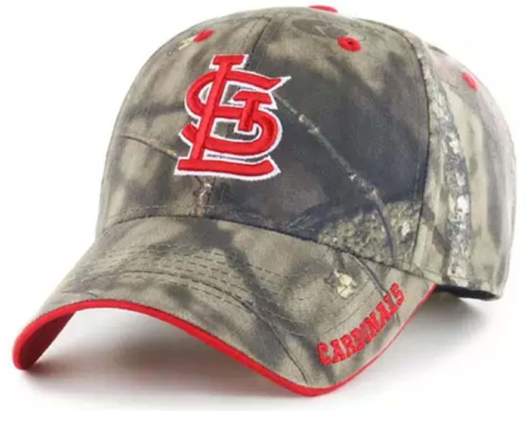 Officially Licensed St. Louis Baseball Camouflage Hat Classic Red/White Team Logo Adjustable MVP Structured Embroidered Cap
