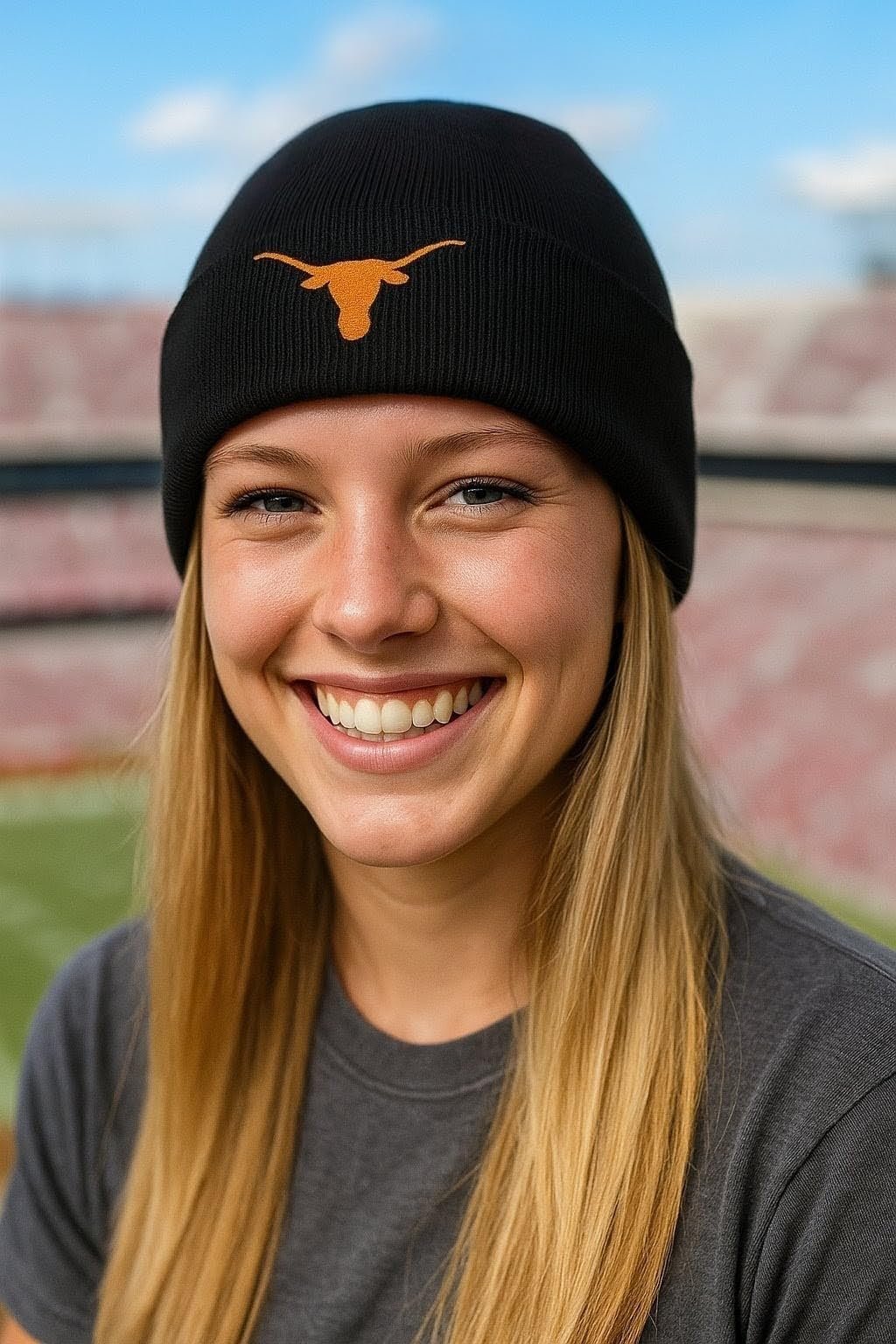 Officially Licensed Texas University Cuffed Knit Beanie Hat Classic Edition Embroidered Team Logo Black/Orange Cap
