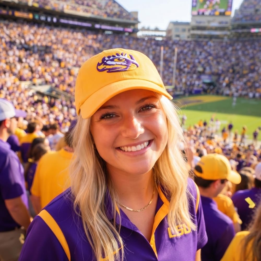 Officially Licensed LSU Tigers Yellow Clean Up Hat Relaxed Fit Adjustable Embroidered Logo Sports Cap