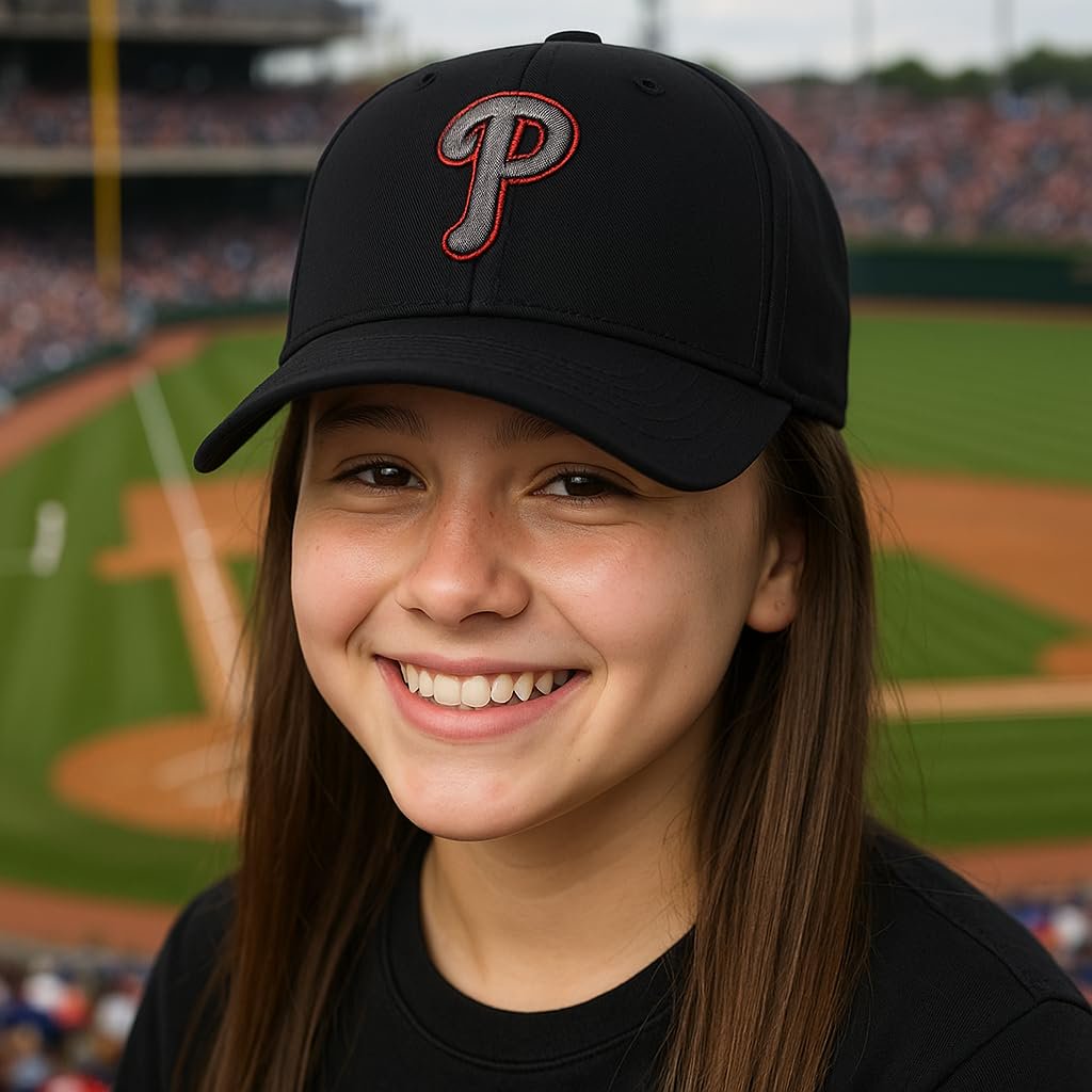 Officially Licensed Philadelphia Youth Boys Girls Baseball Hat Classic Edition Kids MVP Adjustable Team Logo Embroidered Black Cap