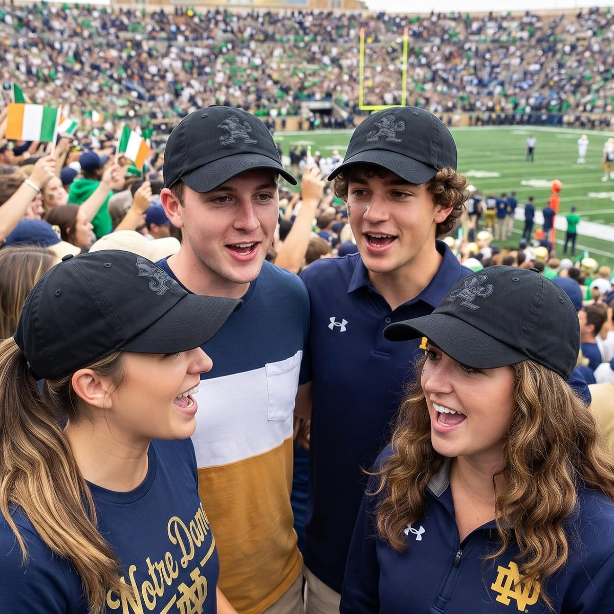 Notre Dame Relaxed Fit All Black Hat Embroidered Leprechaun Logo Cap