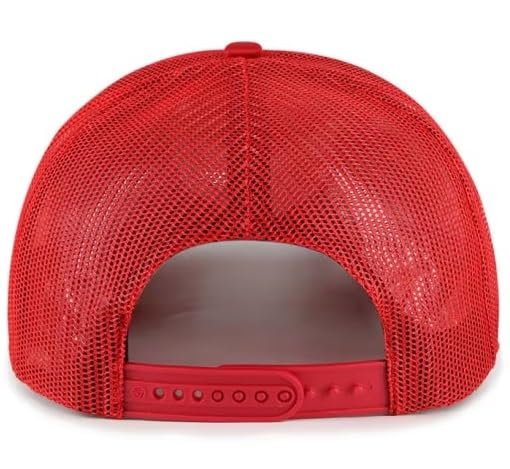 Officially Licensed Ohio State Red Mesh Trucker Sports Hat Classic Buckeyes Embroidered Team Logo Adjustable Structured Snapback Cap