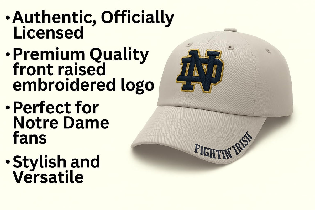 Officially Licensed Notre Dame Hat Classic Relaxed Fit Adjustable Irish Team Logo Embroidered Cap