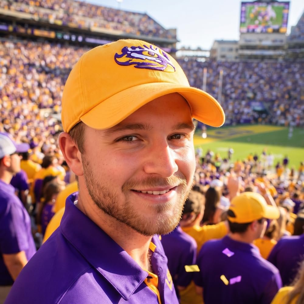 Officially Licensed LSU Tigers Yellow Clean Up Hat Relaxed Fit Adjustable Embroidered Logo Sports Cap