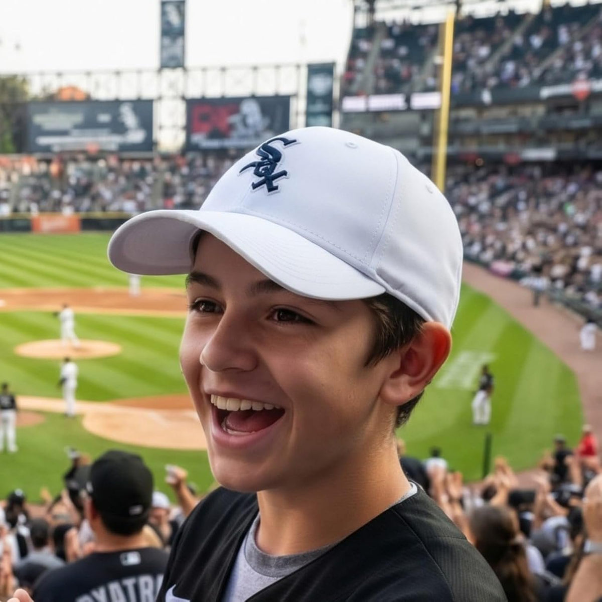 Chicago White Sox Youth MVP Hat White with Black Logo Cap for Boys & Girls