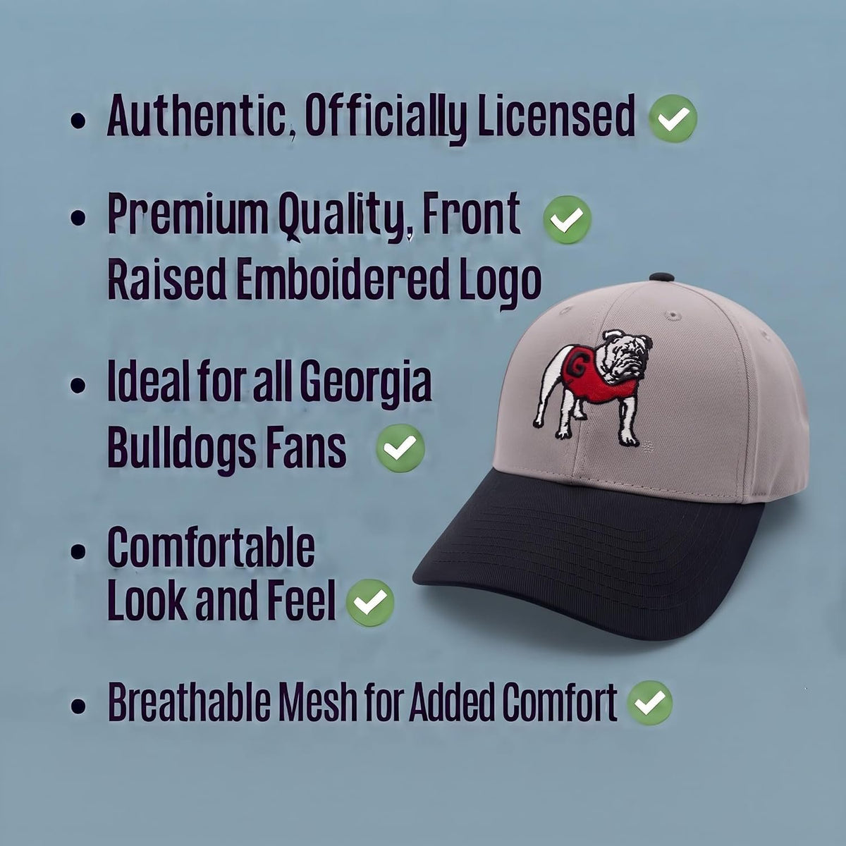 University of Georgia Two Tone MVP Hat Vivid Embroidered Bulldog Logo Cap