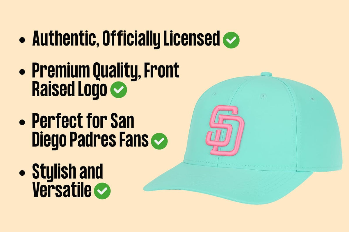 Officially Licensed San Diego Youth Boys Girls City Connect Baseball Hat Classic Edition Team Logo Adjustable MVP Cap Multicolor
