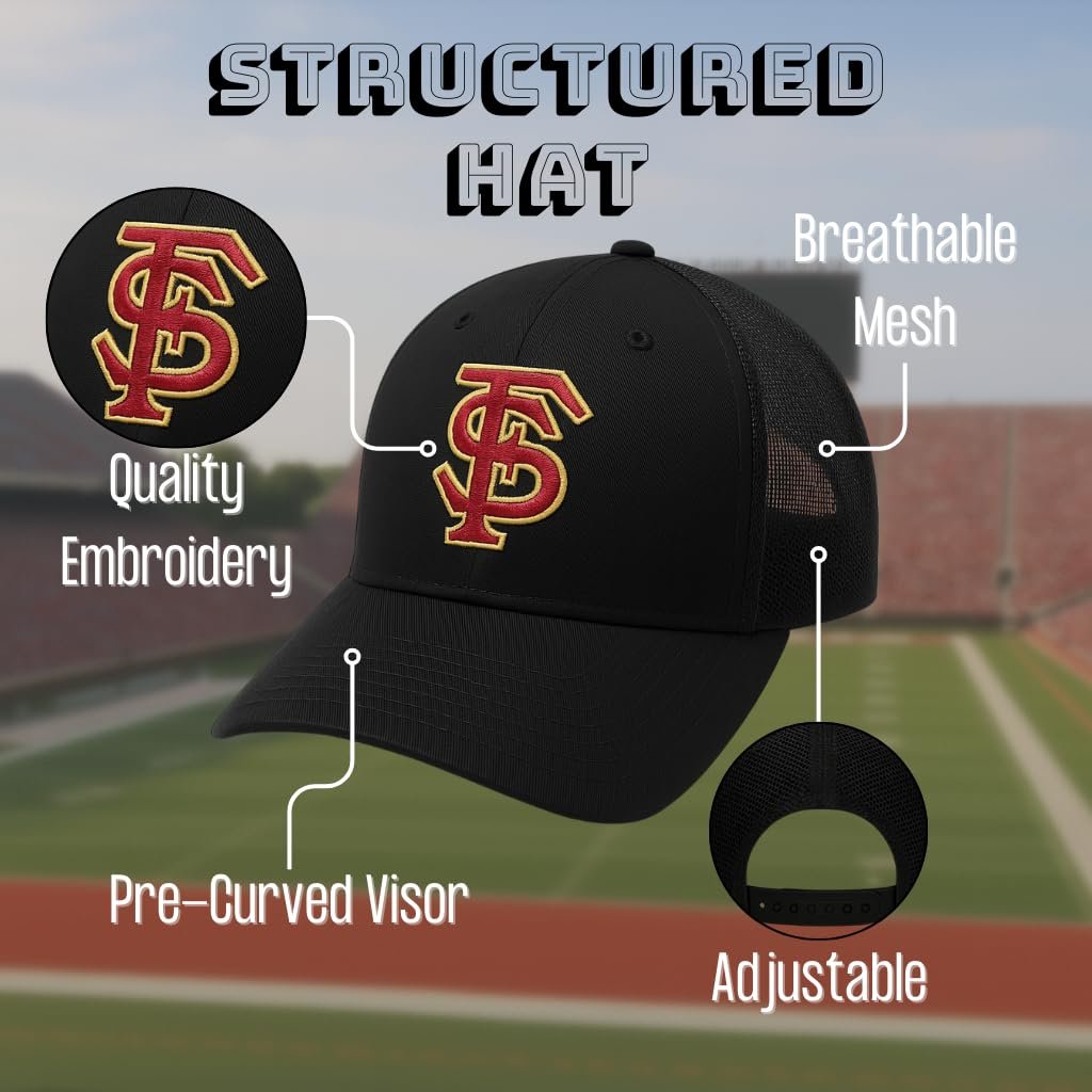 Florida State Seminoles Hat Black Mesh Trucker NCAA College Football University Team Logo Cap New