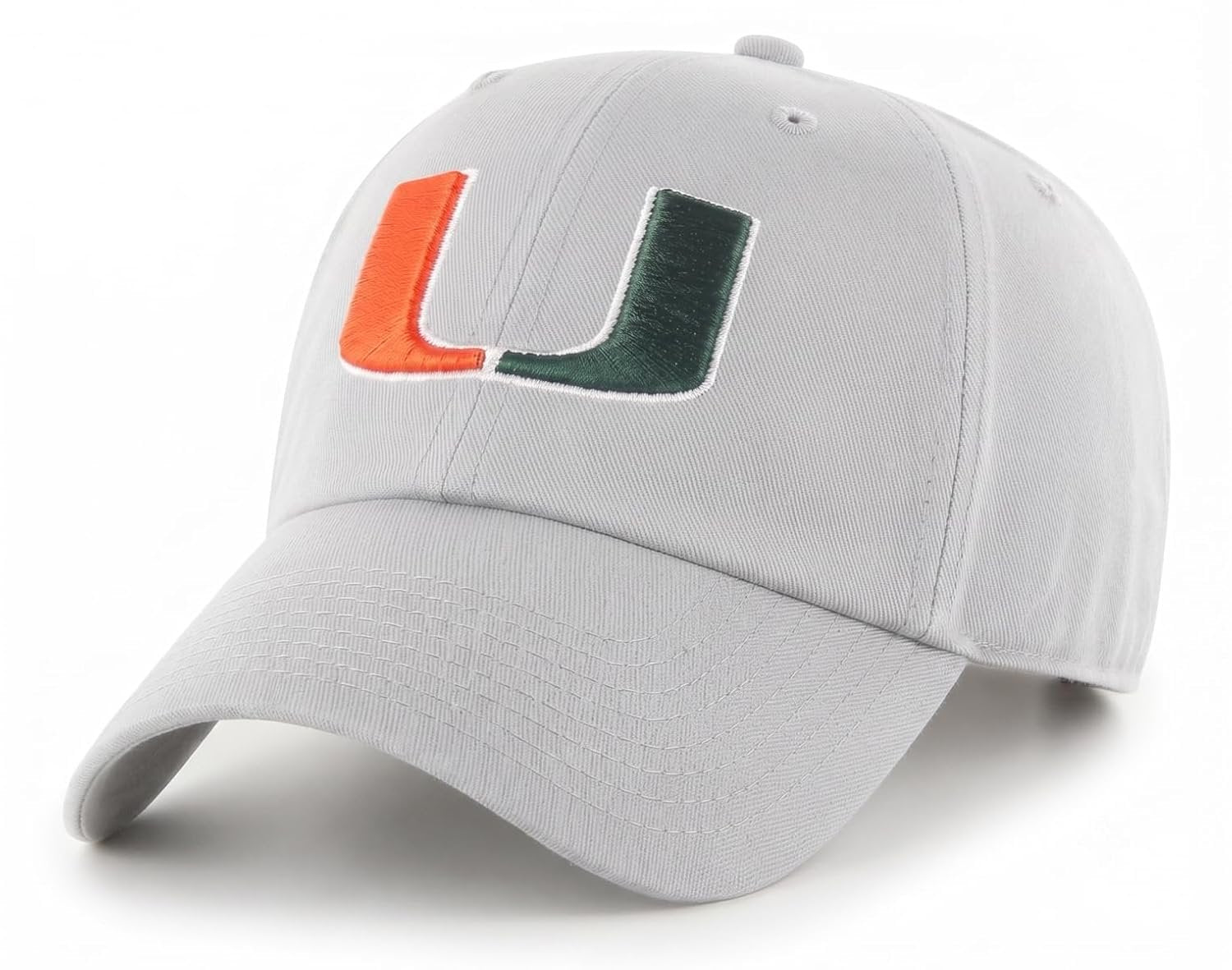 Officially Licensed University Of Miami Gray MVP Hat Classic Hurricanes Adjustable Structured Embroidered Sports Cap