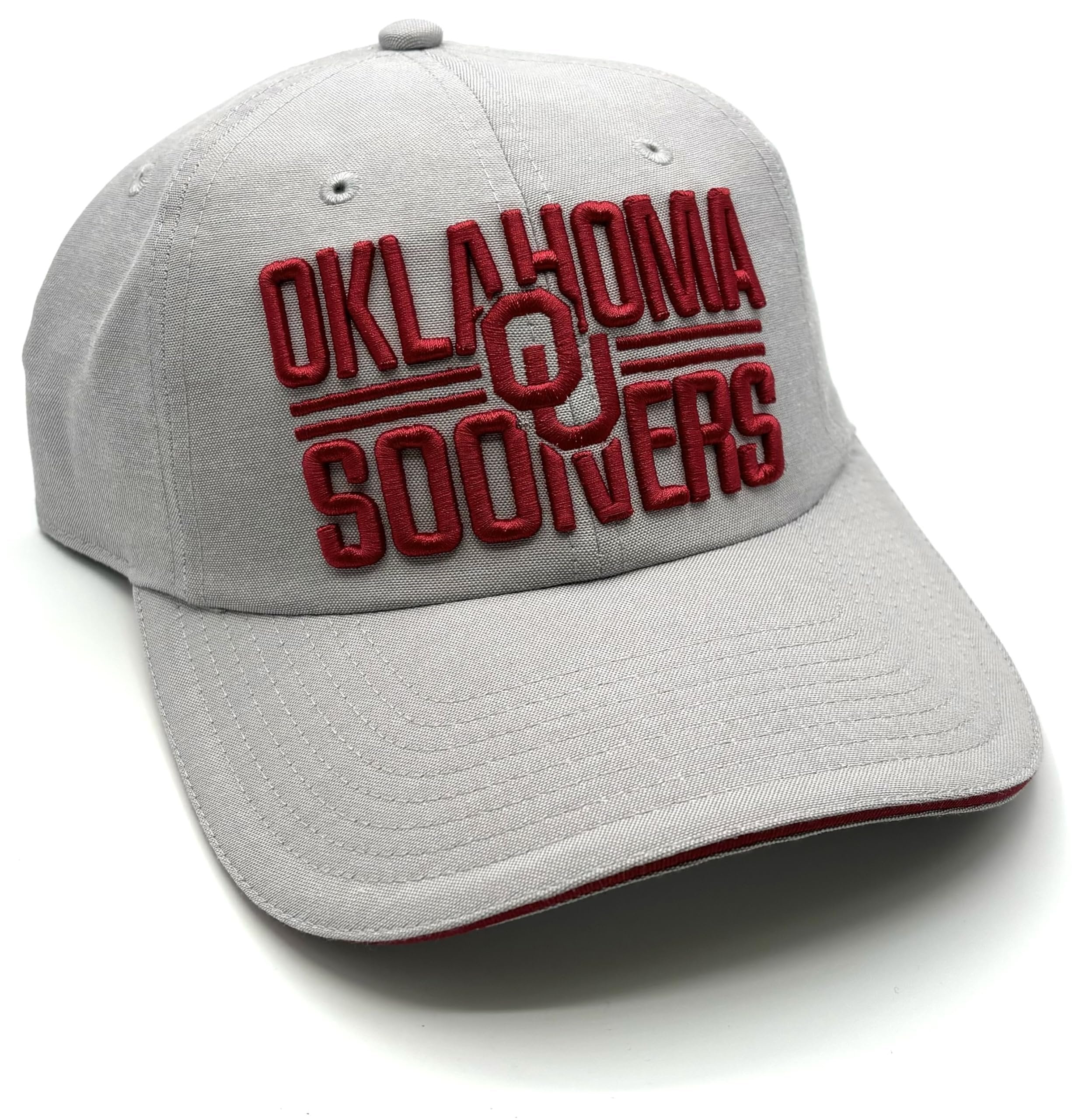 Officially Licensed Oklahoma Sooners University Hat Grey Relaxed Fit Adjustable Embroidered Team Logo Cap