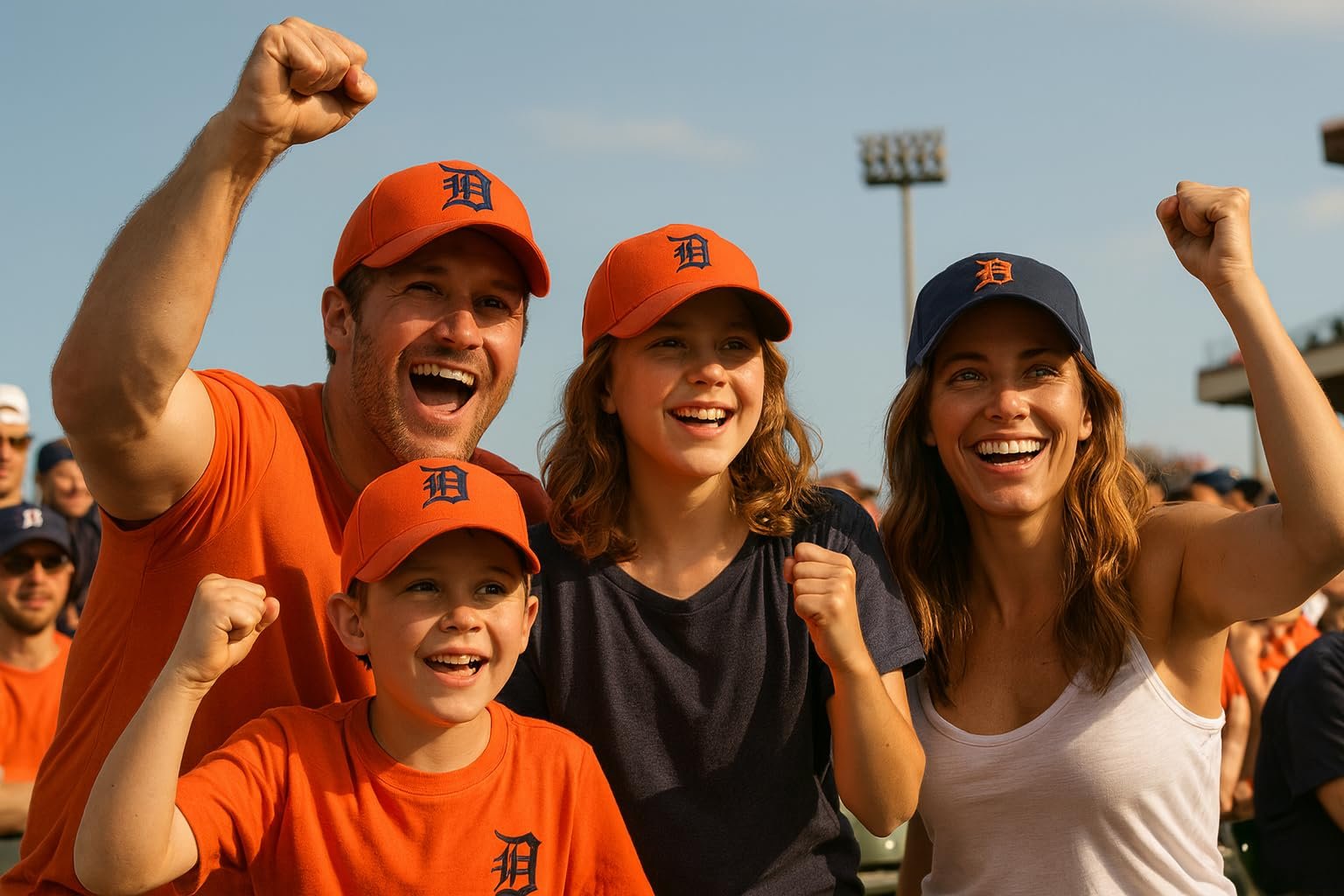 Officially Licensed Detroit Tigers Youth Boys Girls Baseball Hat Classic MVP Orange/Blue Adjustable Embroidered Team Logo Kids Sports Cap